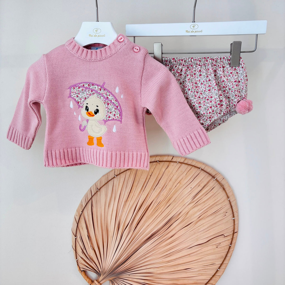 Completo Filato Caldo e Pulcino Ombrellino Rosa Sardon - Noi da piccoli