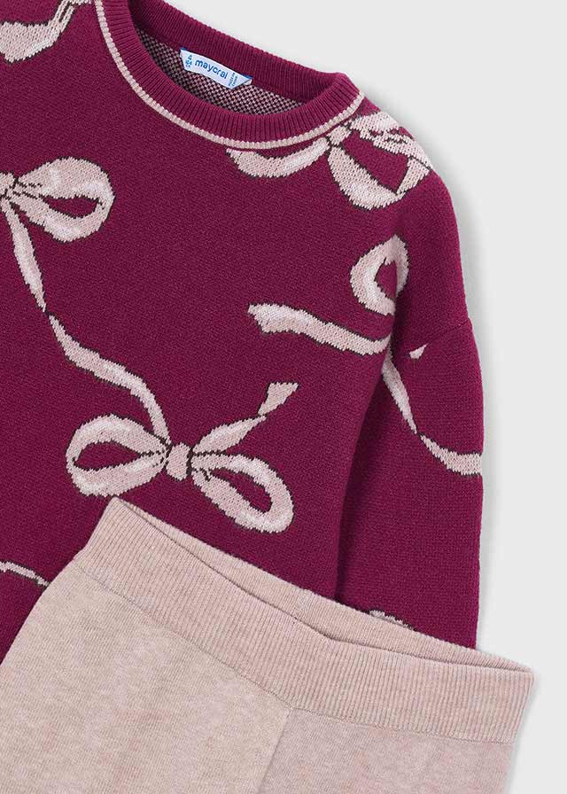COMPLETO FUCSIA CON FIOCCHETTI IN FILATO CALDO - Noi da piccoli