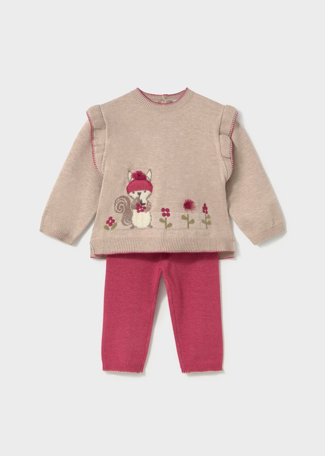 COMPLETO FUCSIA CON SCOIATTOLINO IN FILATO CALDO - Noi da piccoli