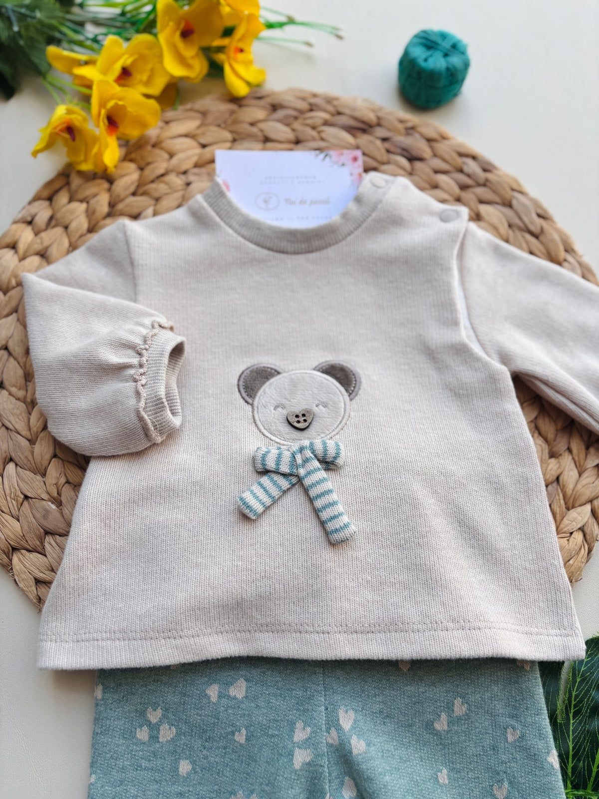 Completo in Caldo Cotone Beige e Verde Mayoral - dettaglio 1