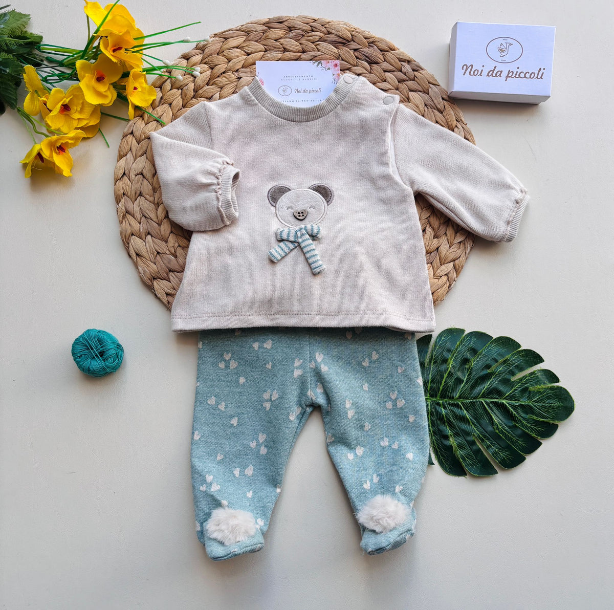 Completo in Caldo Cotone Beige e Verde Mayoral