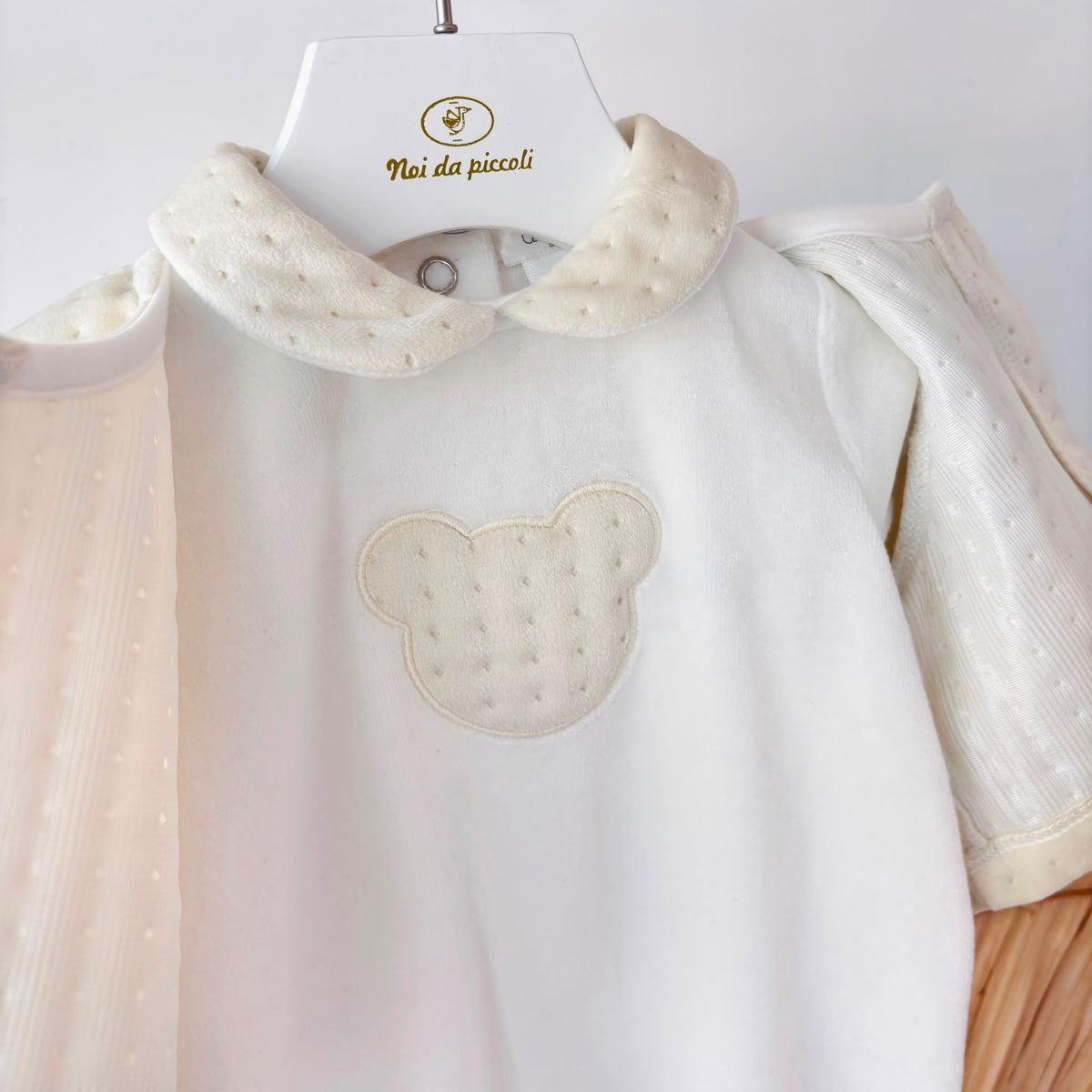 Beige Chenille Set with Teddy Deolinda - Noi da piccoli