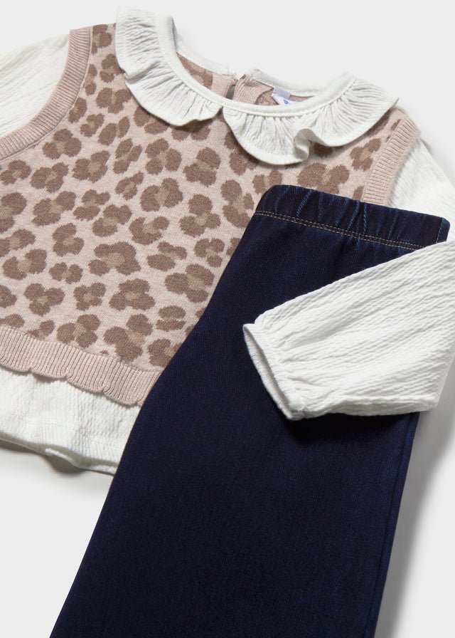 Completo in Cotone Caldo Blu con Fantasia Animalier Mayoral - dettaglio 1