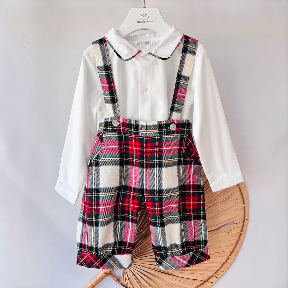BRUSHED COTTON SET WITH TARTAN PRINT WHITE TARTAN