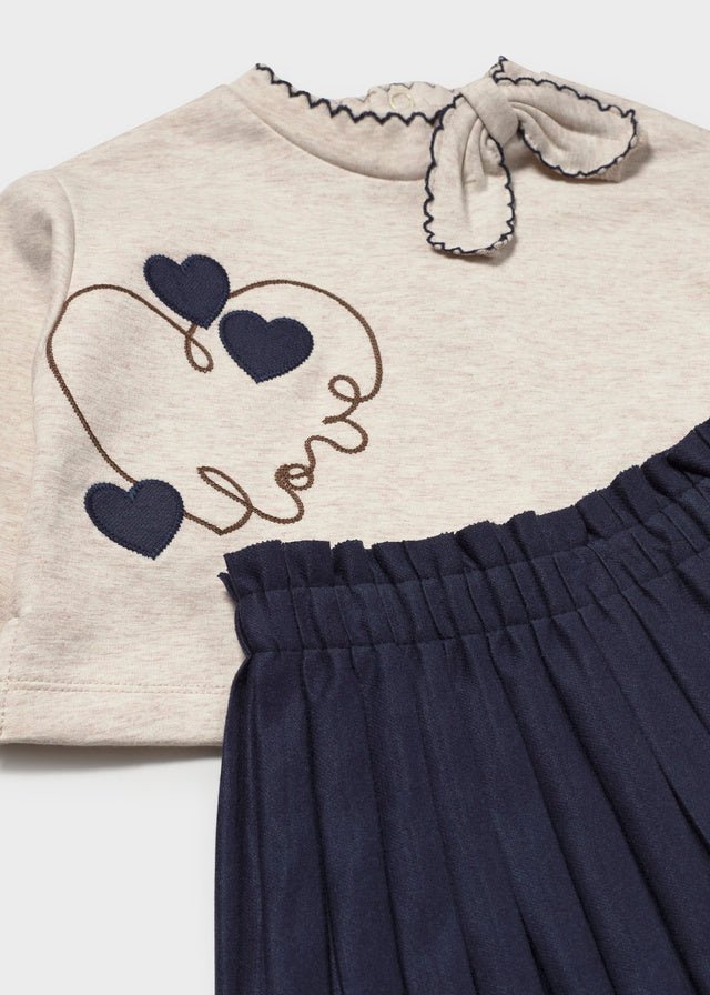 COMPLETO IN COTONE CALDO MARINO CON CUORE E SCRITTA LOVE - Noi da piccoli