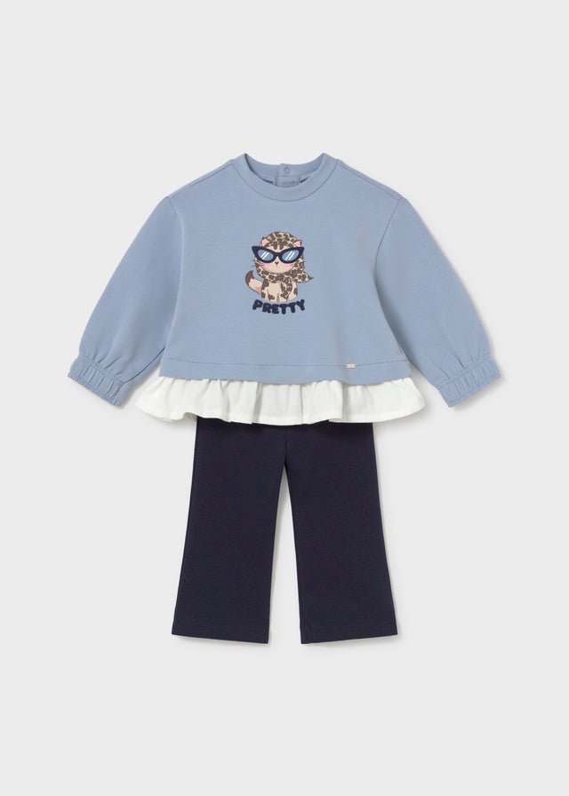 COMPLETO IN COTONE CALDO MARINO CON GATTINA GLAM - Noi da piccoli