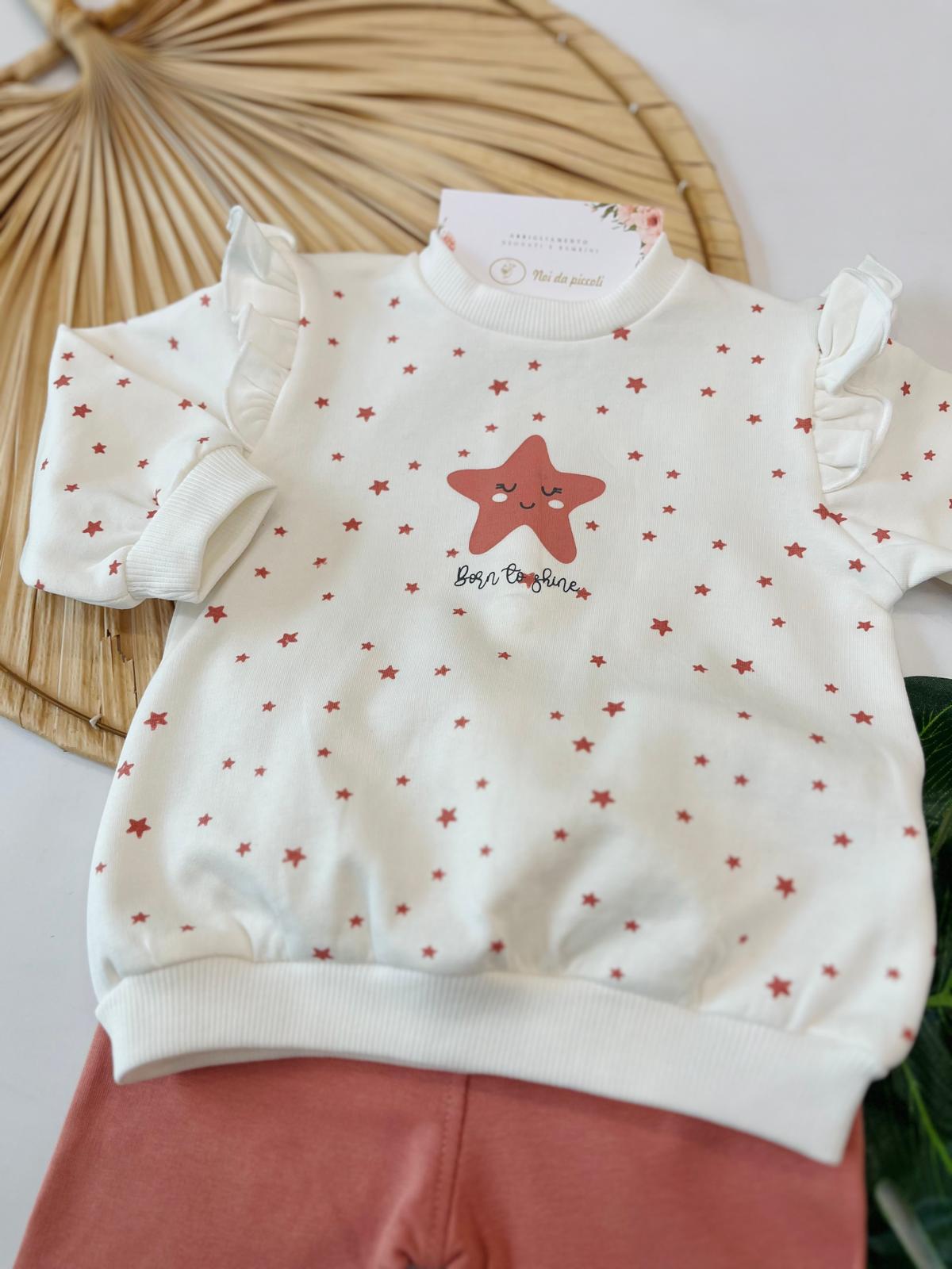 COMPLETO IN COTONE CALDO PANNA CON STELLINE - Noi da piccoli