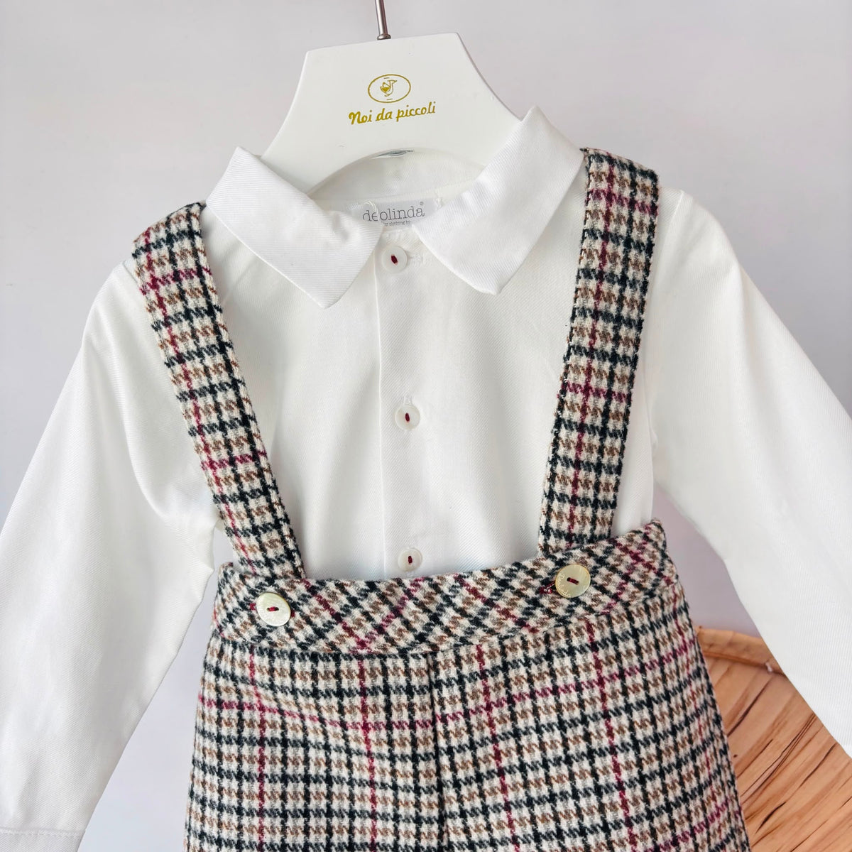 Beige Brushed Cotton Check Set Deolinda - Noi da piccoli