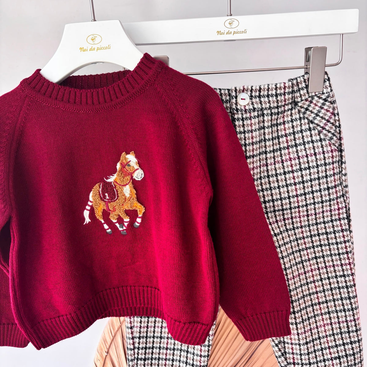 Burgundy Brushed Cotton Check Set Deolinda - Noi da piccoli