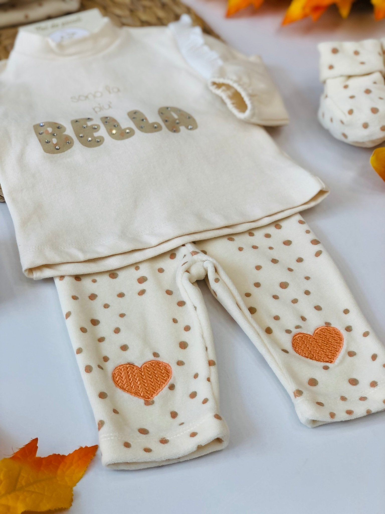 COMPLETO IN FELPA BEIGE BELLA - Noi da piccoli