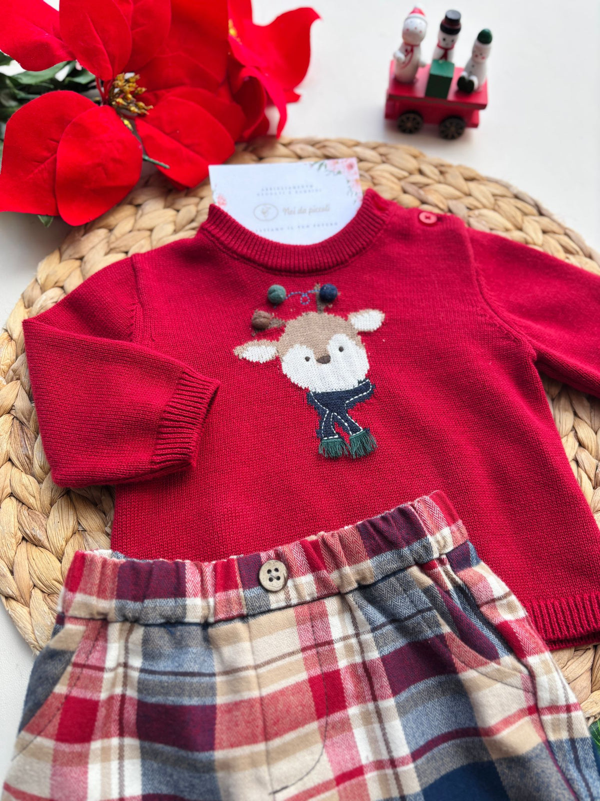 COMPLETO IN FILATO CALDO ROSSO BLU - Noi da piccoli