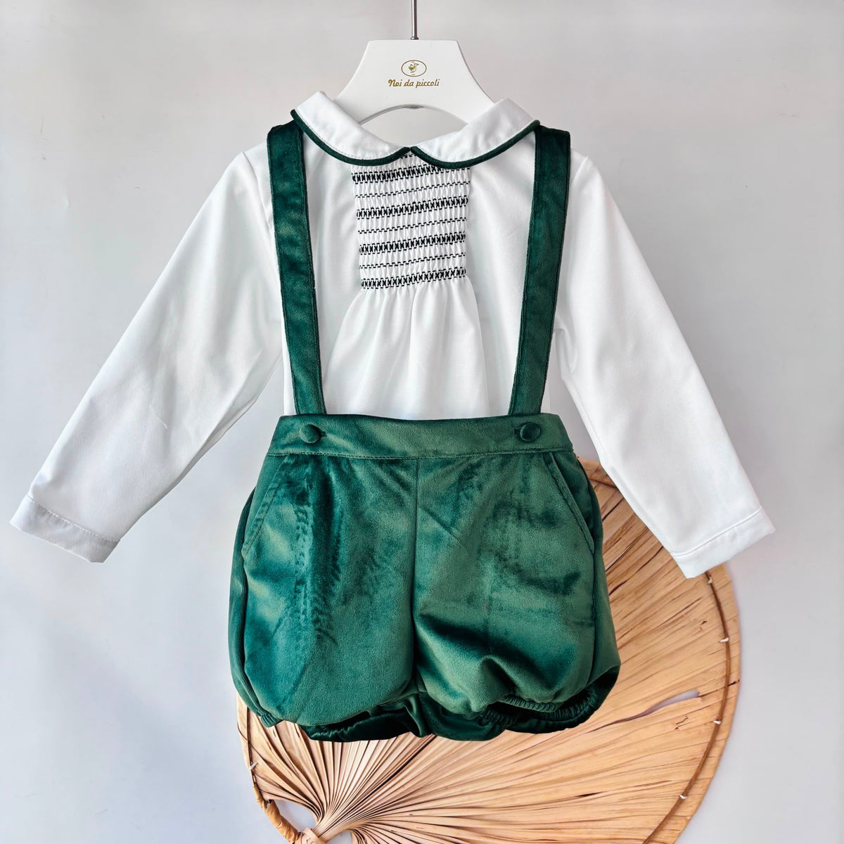 Green Velvet Set with Smocking Deolinda