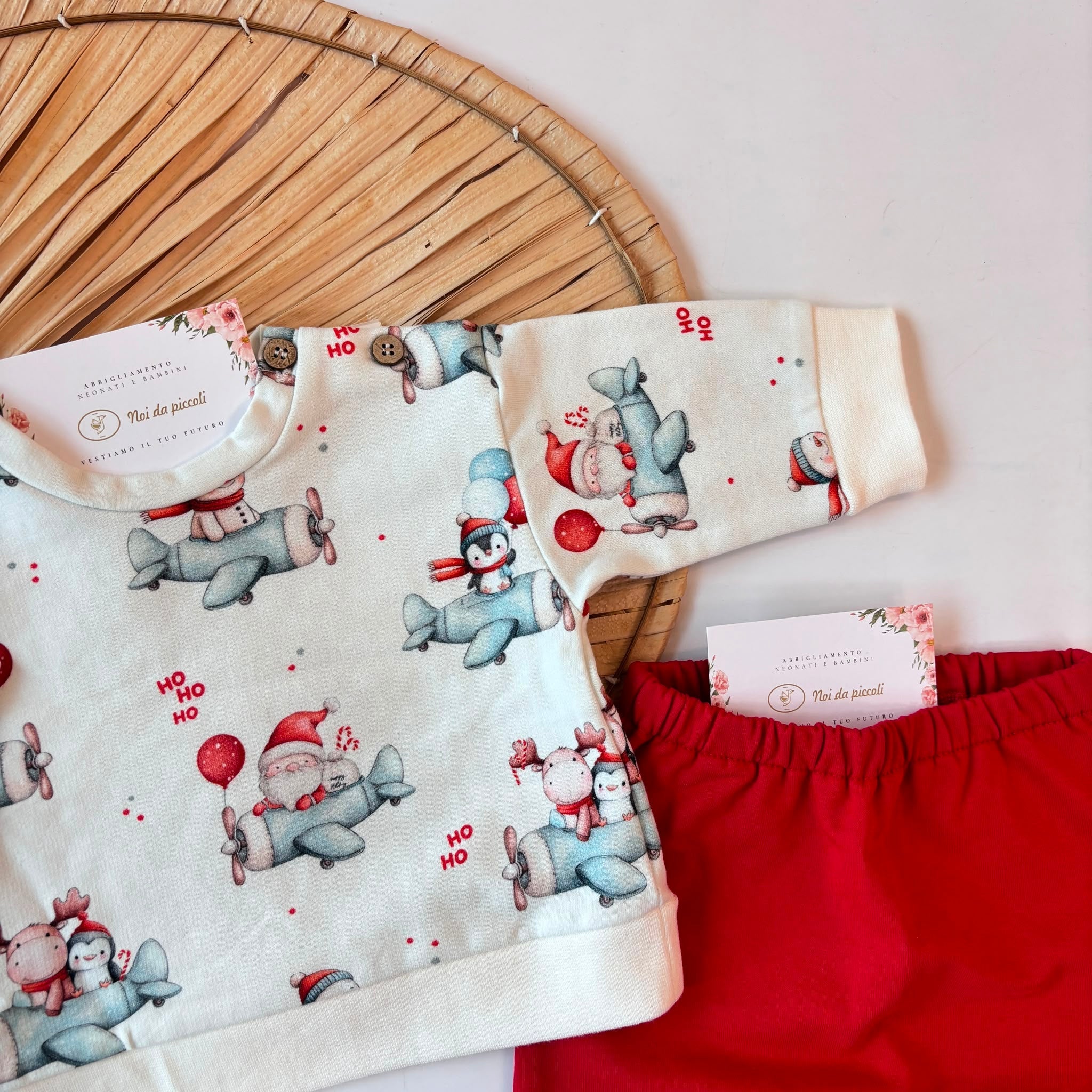 COMPLETO NATALIZIO IN FELPA ROSSO - Noi da piccoli