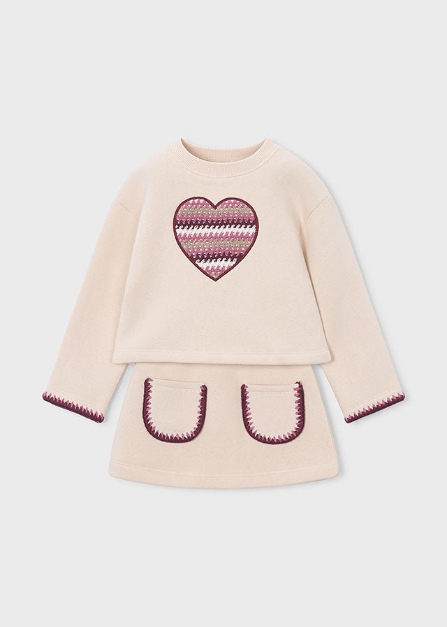 COMPLETO PANNA CON CUORE IN COTONE CALDO - Noi da piccoli
