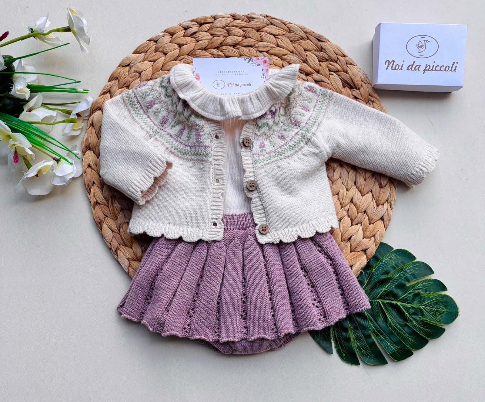 COMPLETO PANNA E LILLA IN COTONE CALDO - Noi da piccoli