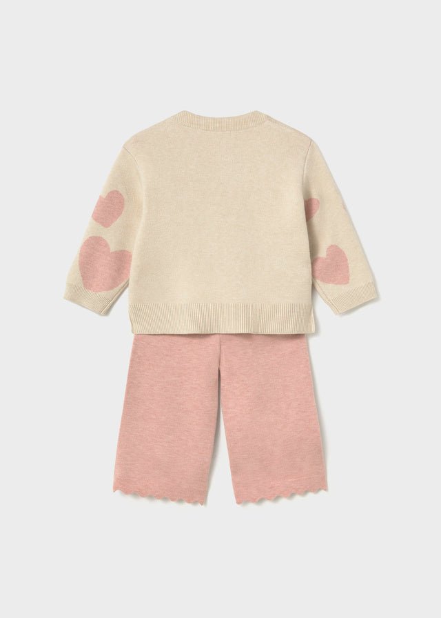 COMPLETO ROSA CON CUORICINI IN FILATO CALDO - Noi da piccoli
