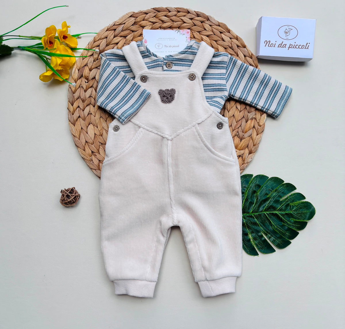 COMPLETO VELLUTINO A COSTINE PANNA - Noi da piccoli