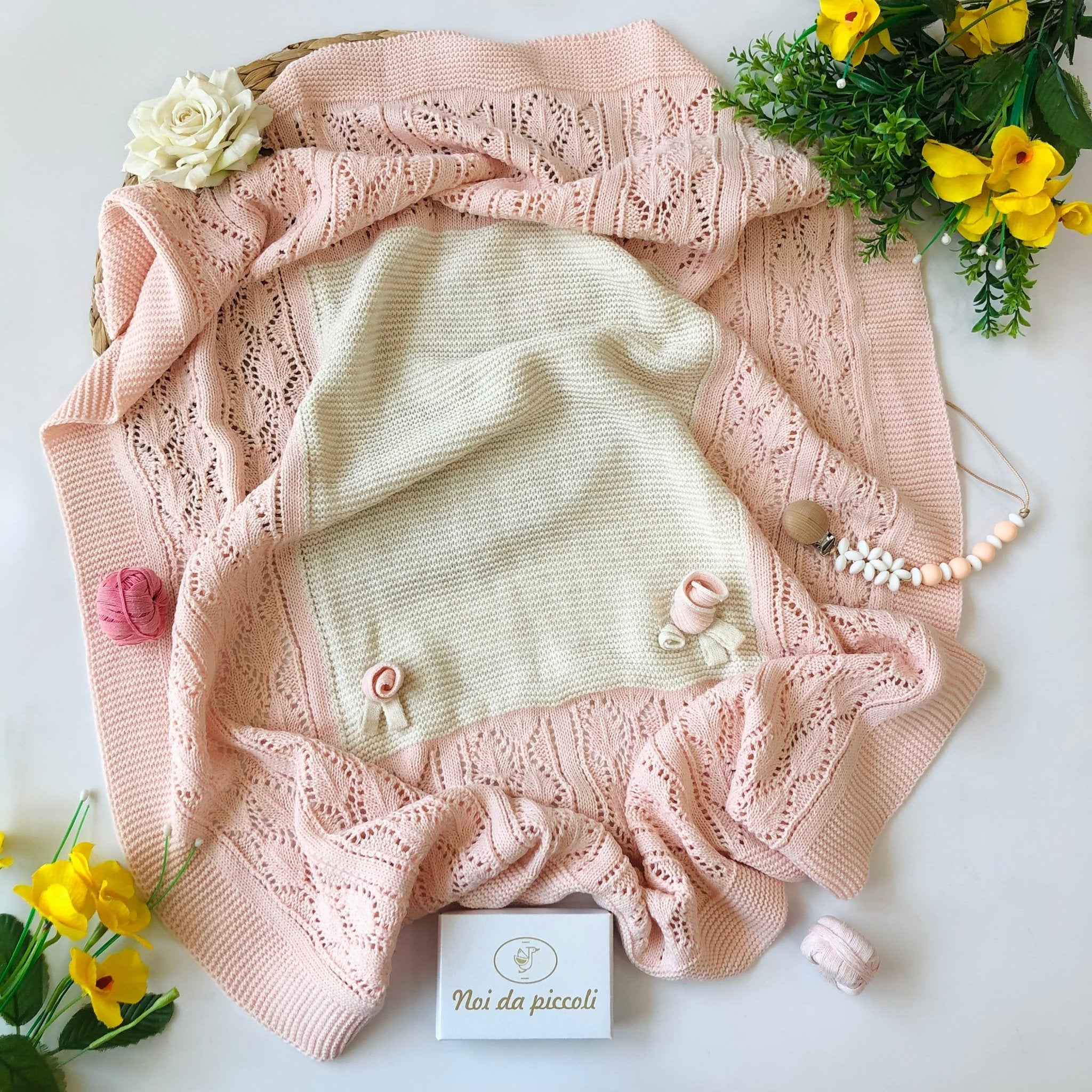 COORDINATO CON COMPLETO 2 PZ IN MISTO LANA BEIGE ROSA - Noi da piccoli