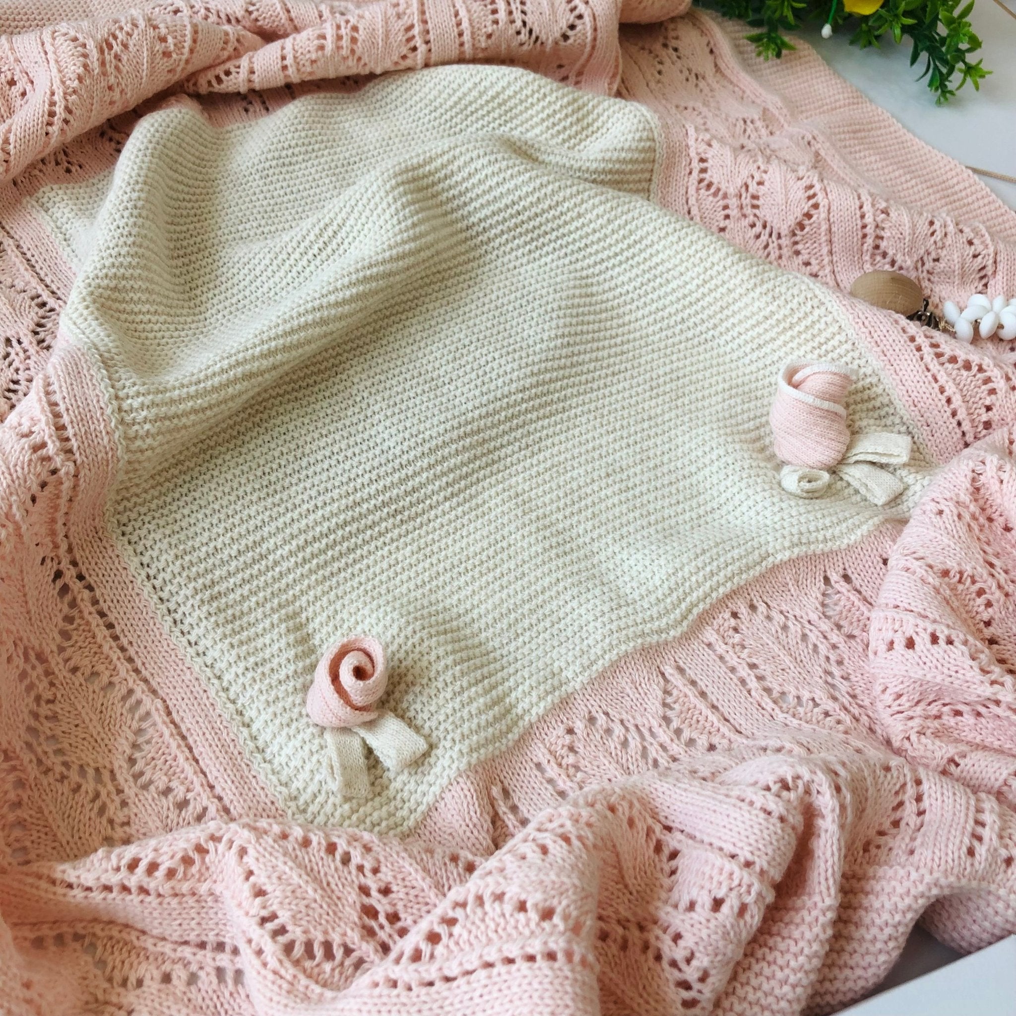 COORDINATO CON COMPLETO 2 PZ IN MISTO LANA BEIGE ROSA - Noi da piccoli