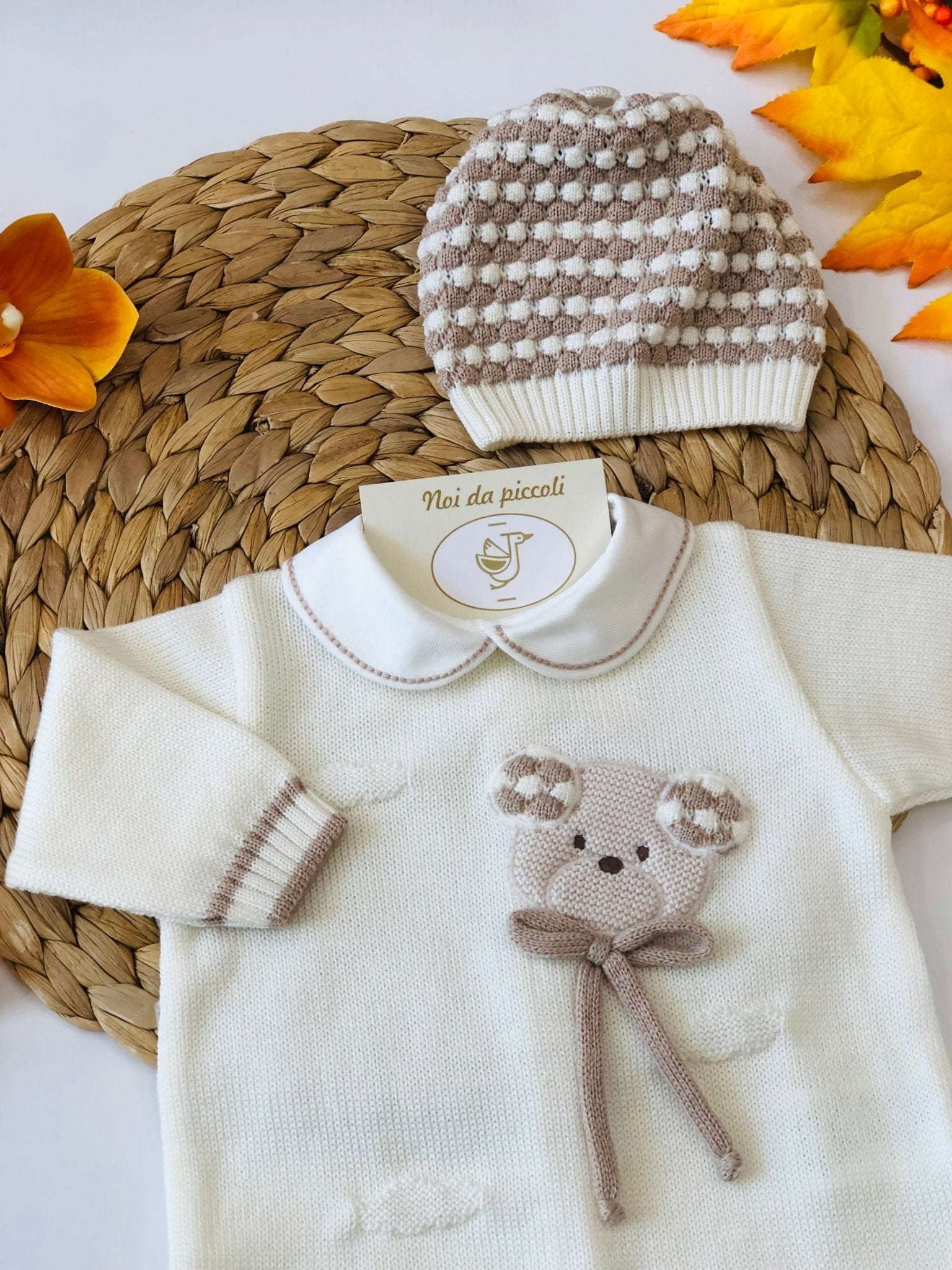 COORDINATO IN LANA CON TUTINA TEDDY VANILIA CAMMELLO - Noi da piccoli