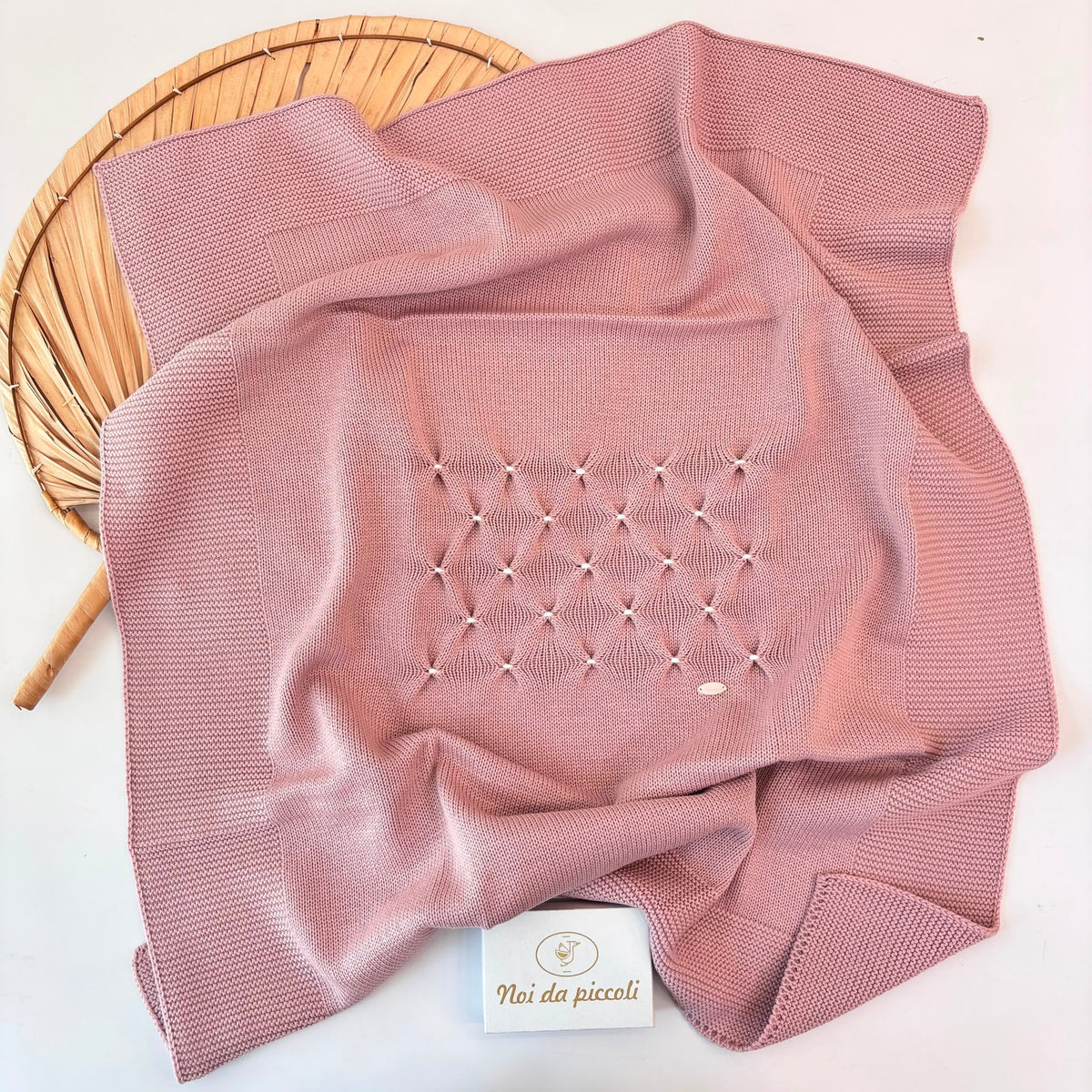 COORDINATO NASCITA lana con punto smock ROSA - Noi da piccoli
