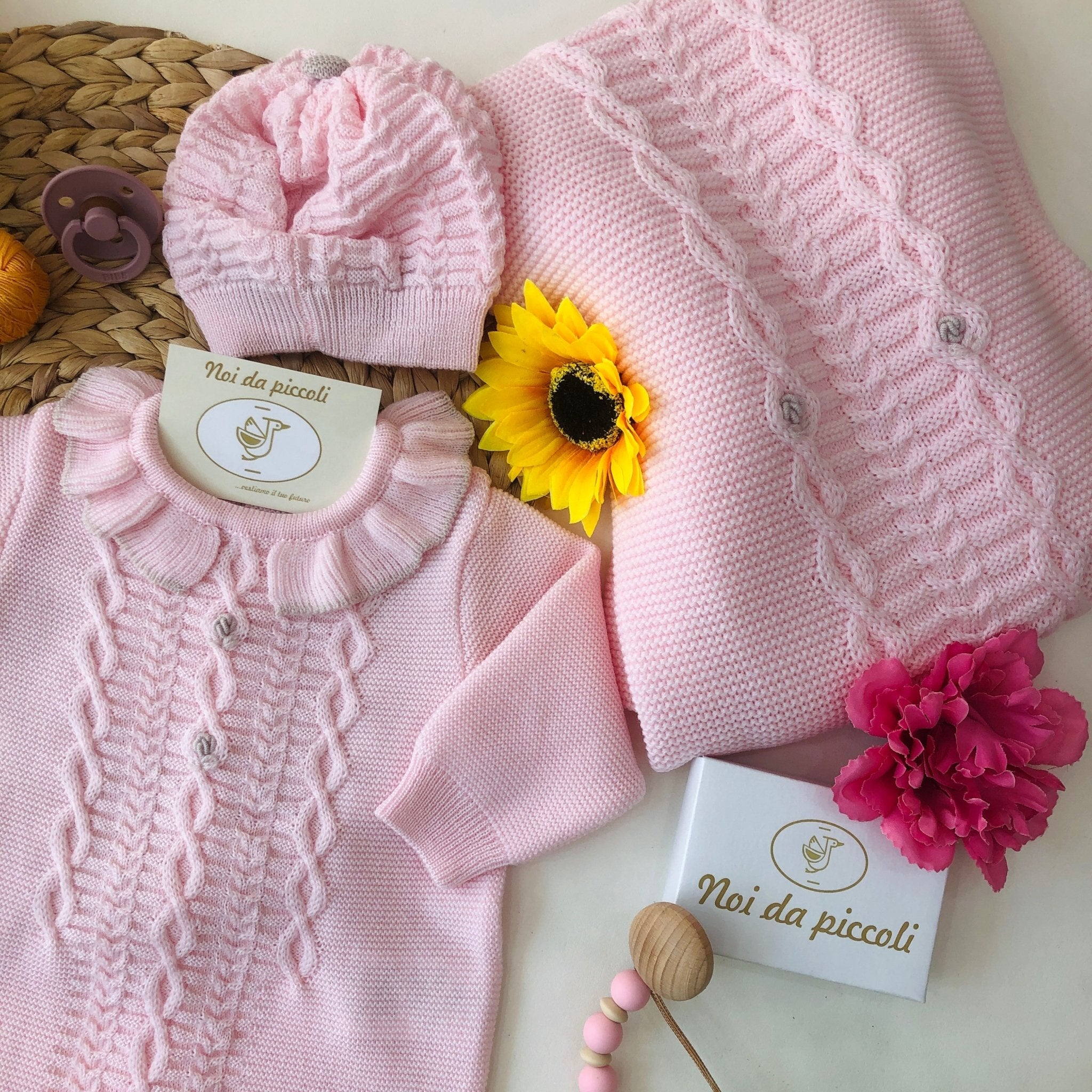 COORDINATO ROSA NUVOLA IN LANA CON TUTINA - Noi da piccoli