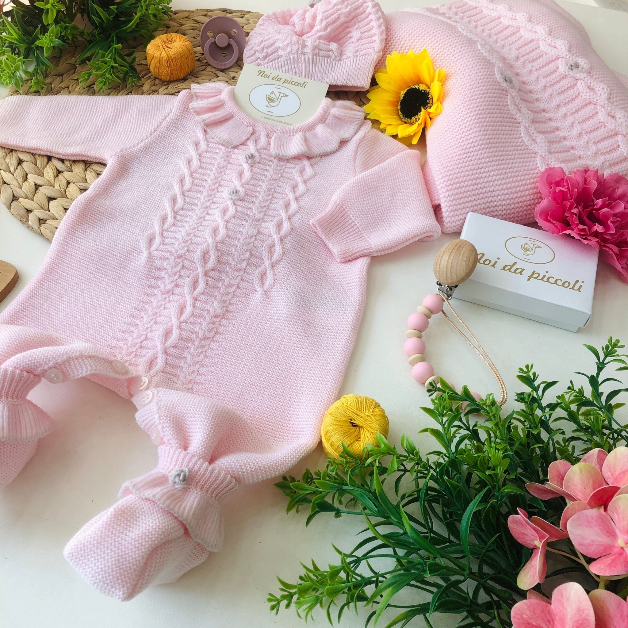 COORDINATO ROSA NUVOLA IN LANA CON TUTINA - Noi da piccoli