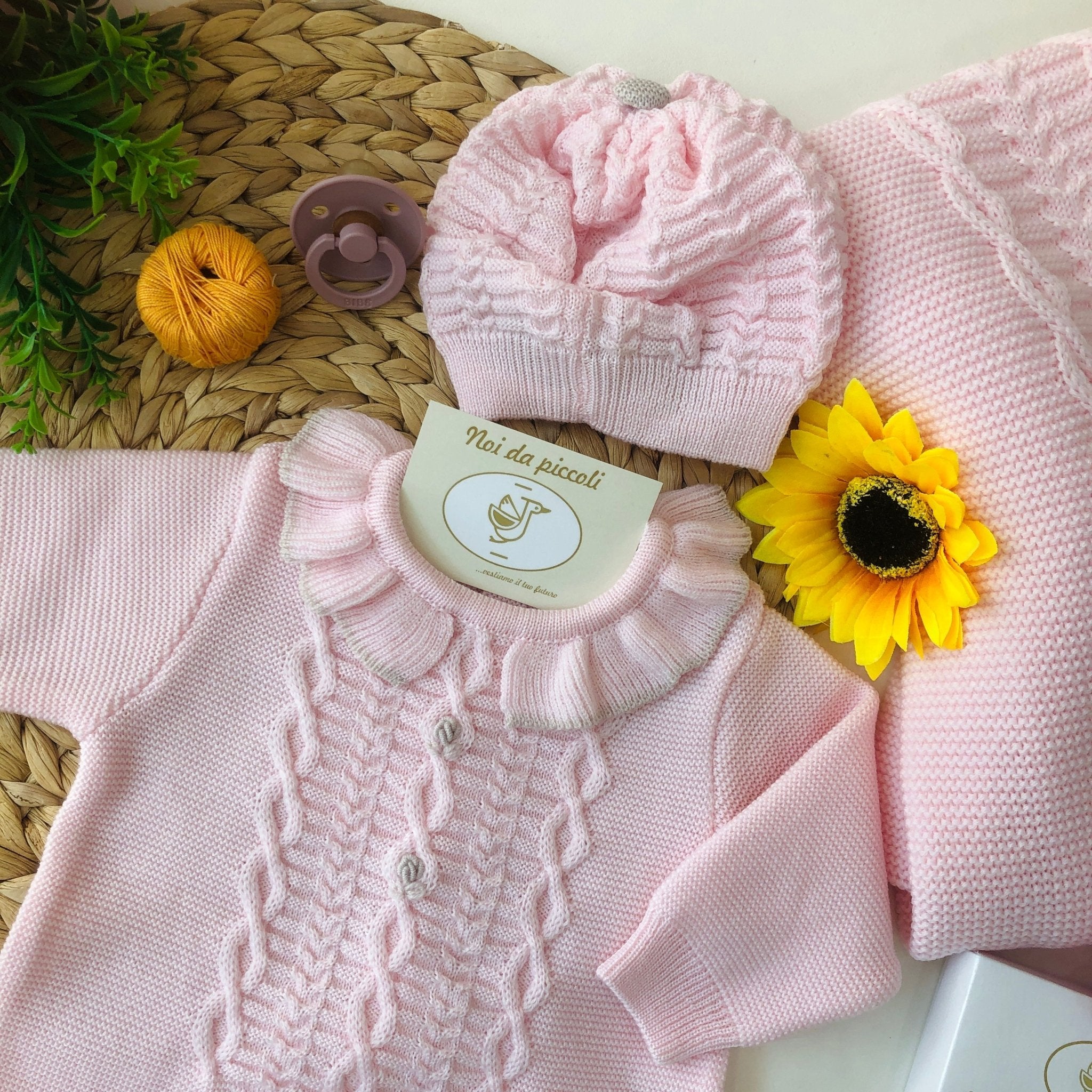 COORDINATO ROSA NUVOLA IN LANA CON TUTINA - Noi da piccoli