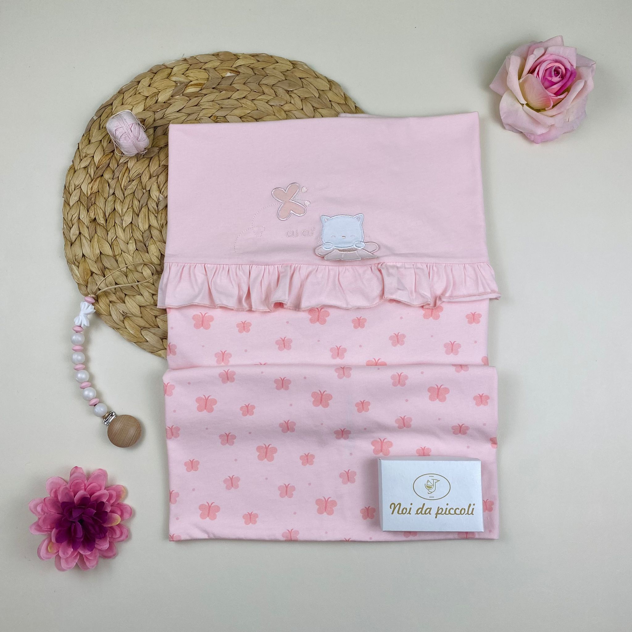 Coperta 100 % COTONE Rosa - Noi da piccoli