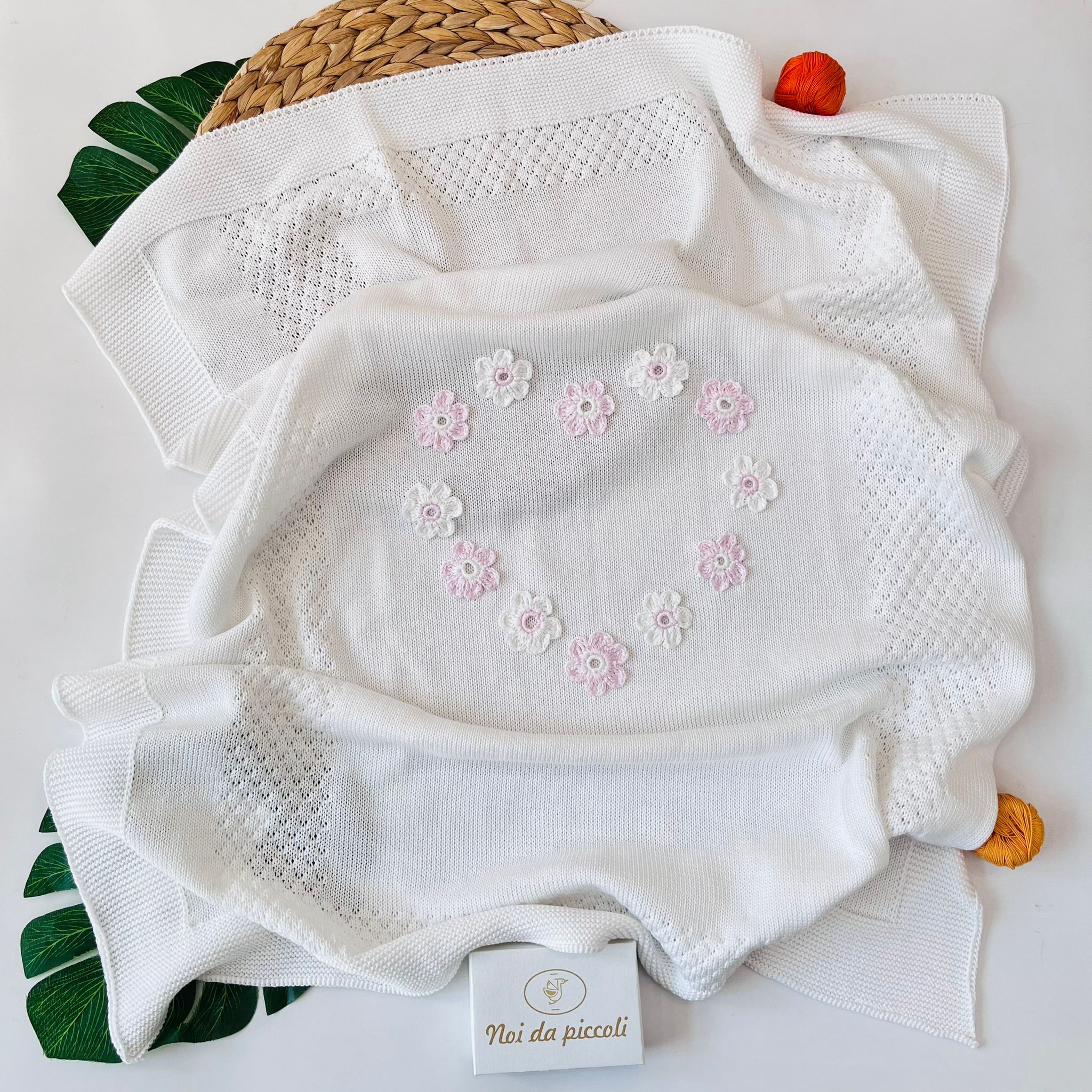 COPERTA 100% FILO DI COTONE BIANCO UNCINETTO - Noi da piccoli