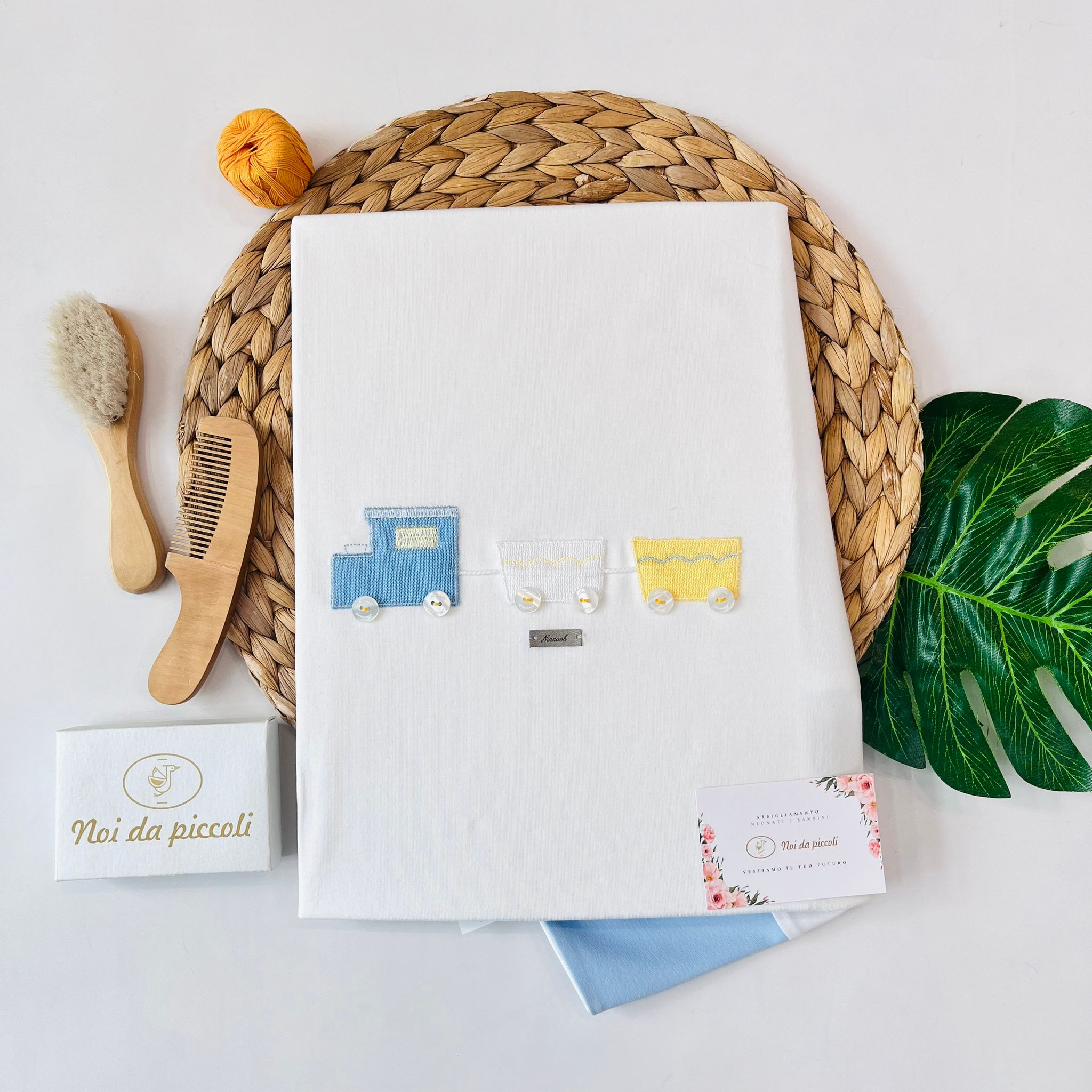 COPERTINA 100 % COTONE BIANCO CIELO TRENINO - Noi da piccoli