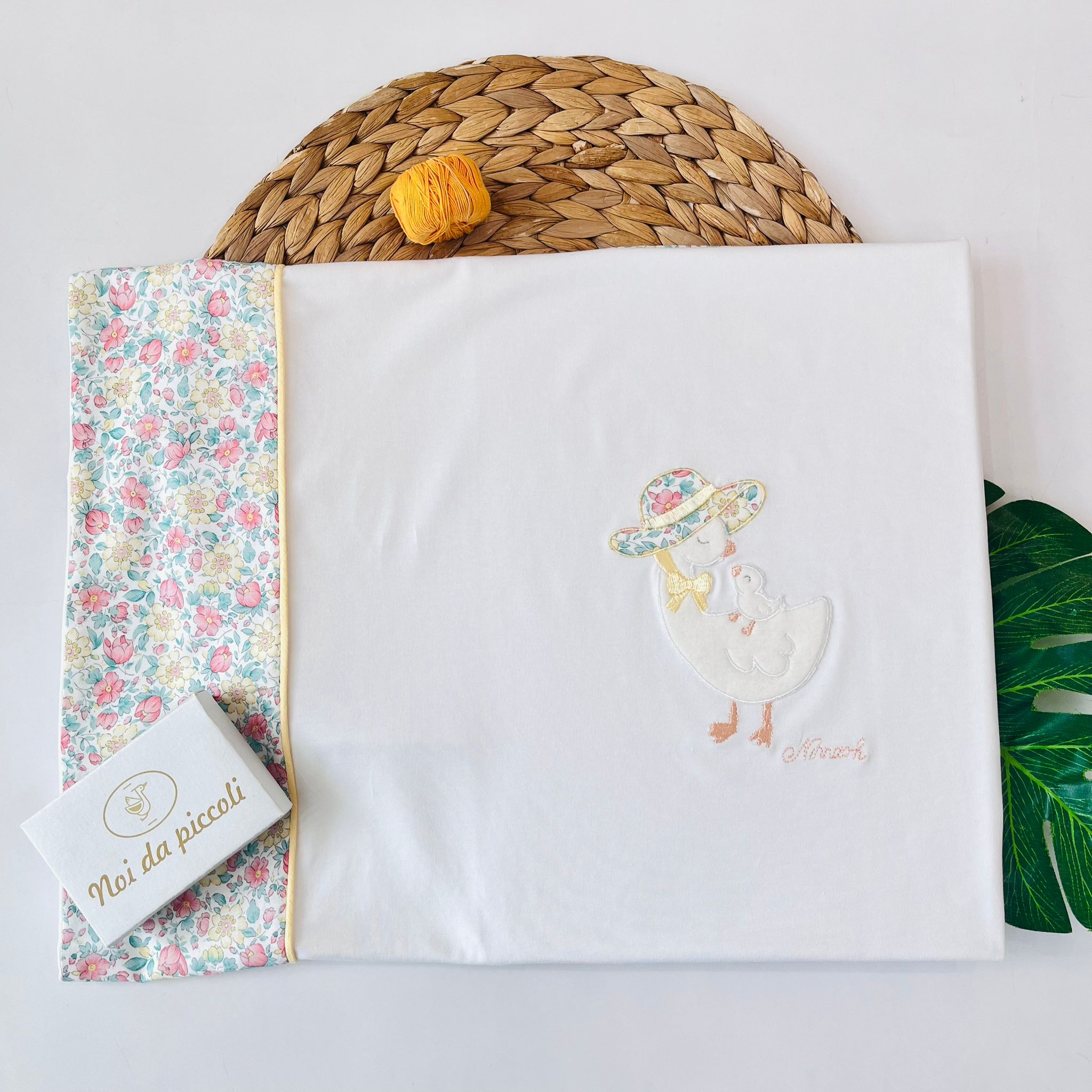 COPERTINA 100 % COTONE BIANCO MOMMY DUCK - Noi da piccoli