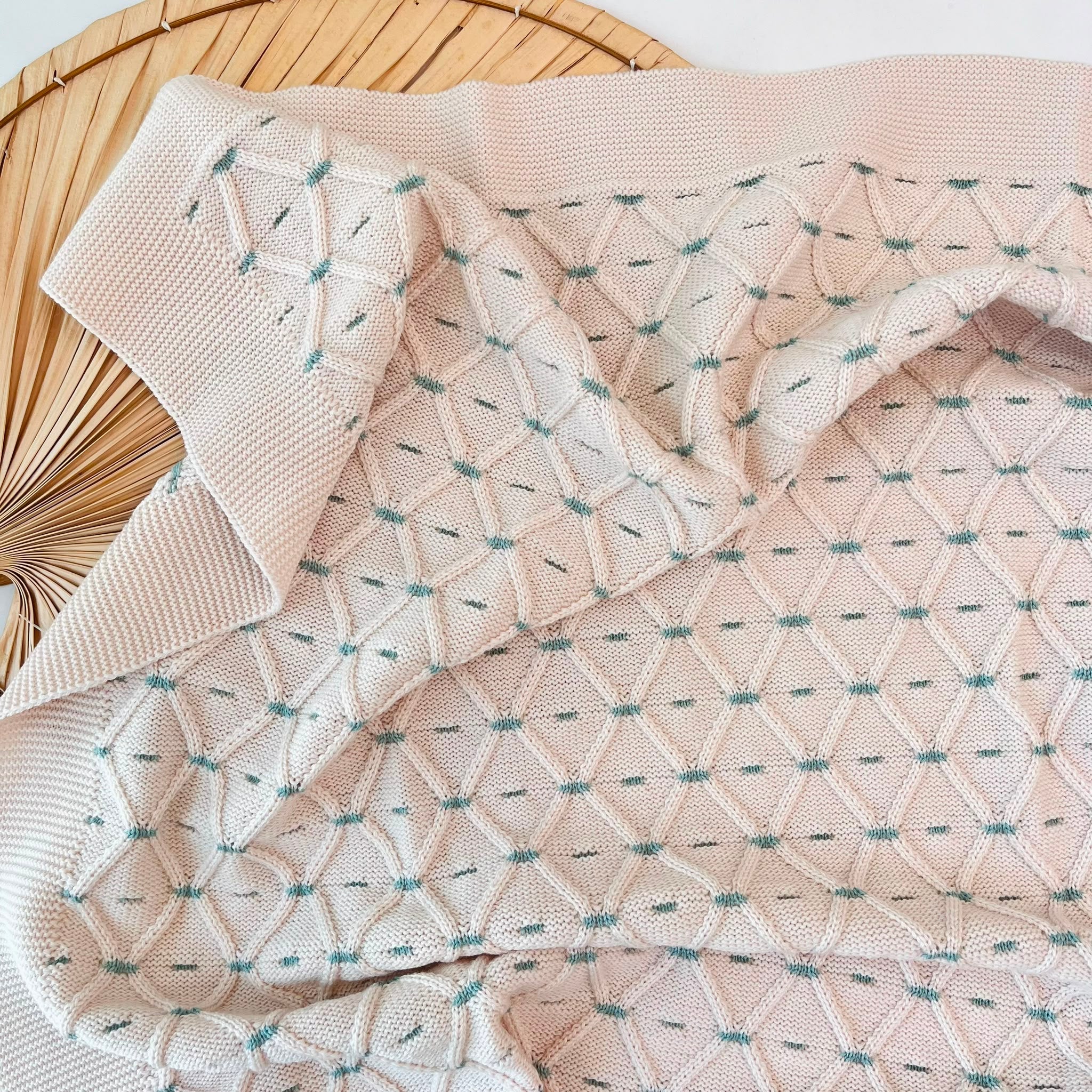 COPERTINA 100% LANA BEIGE E VERDE - Noi da piccoli