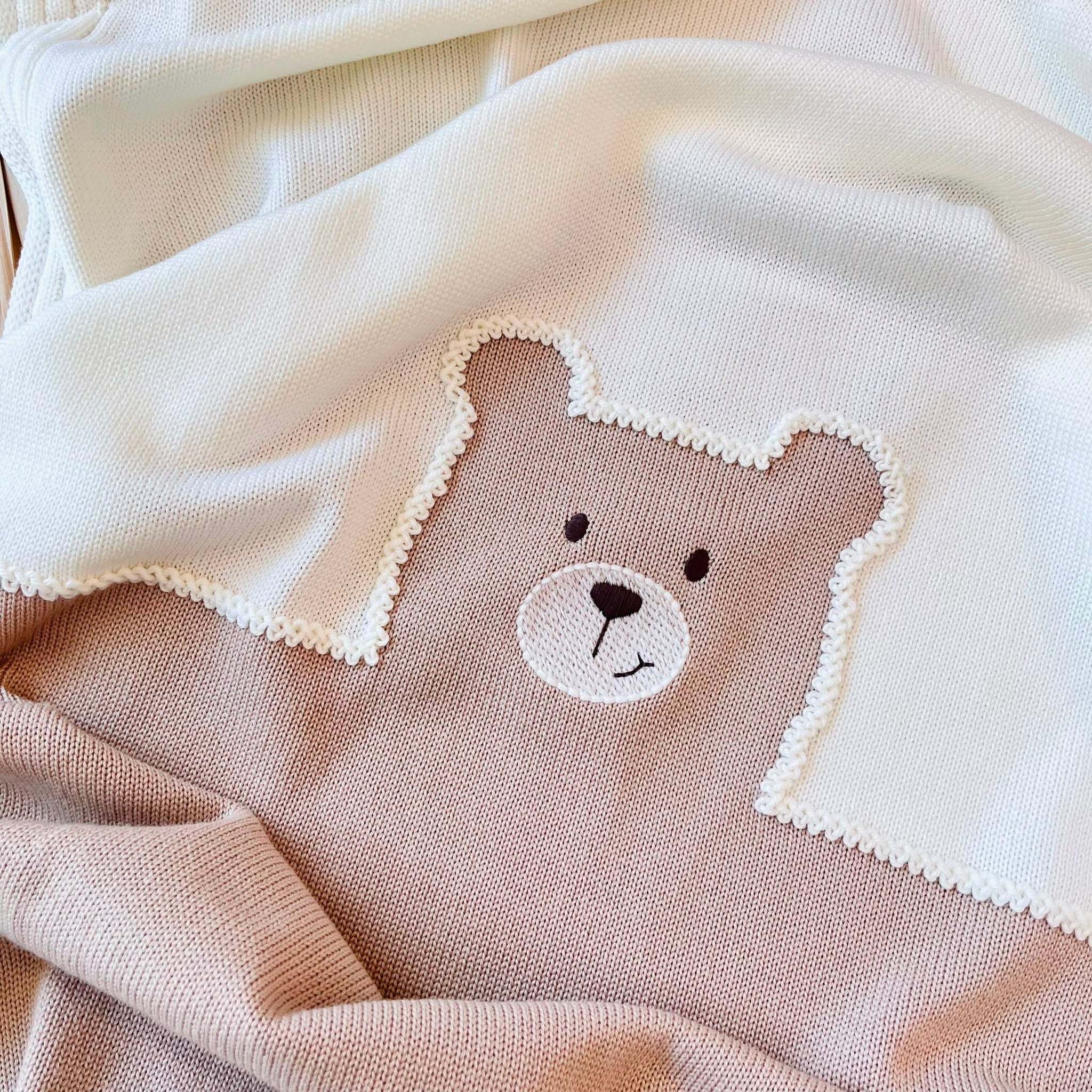 COPERTINA 100% LANA BEIGE ORSETTO HUG - Noi da piccoli
