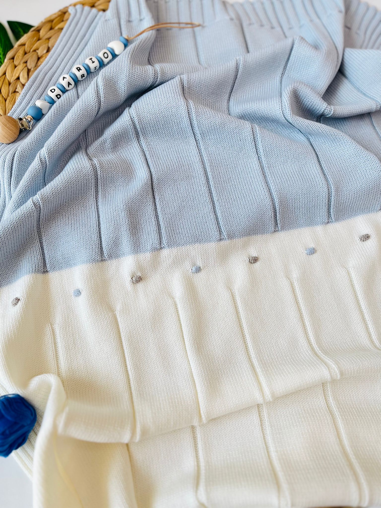 copertina 100% LANA CIELO PANNA TORTORA - Noi da piccoli