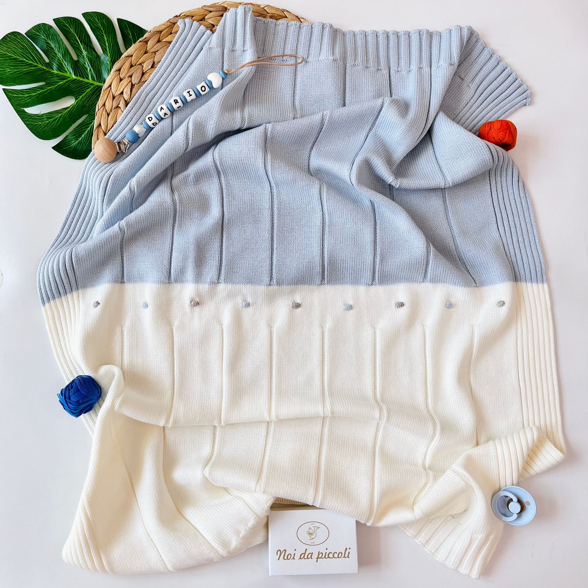 copertina 100% LANA CIELO PANNA TORTORA - Noi da piccoli