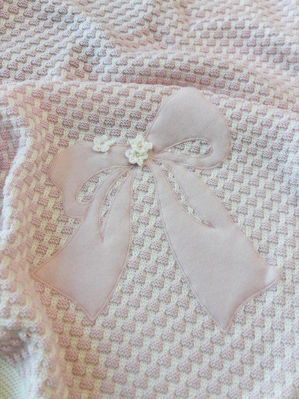 COPERTINA 100% LANA ROSA E PANNA - Noi da piccoli