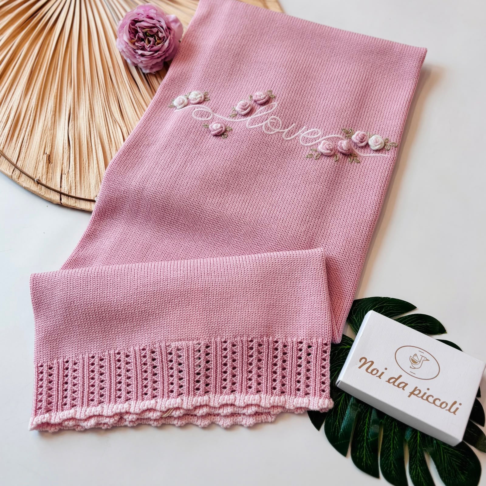 COPERTINA 100% LANA ROSA LOVE E ROSELLINE MALVA - Noi da piccoli