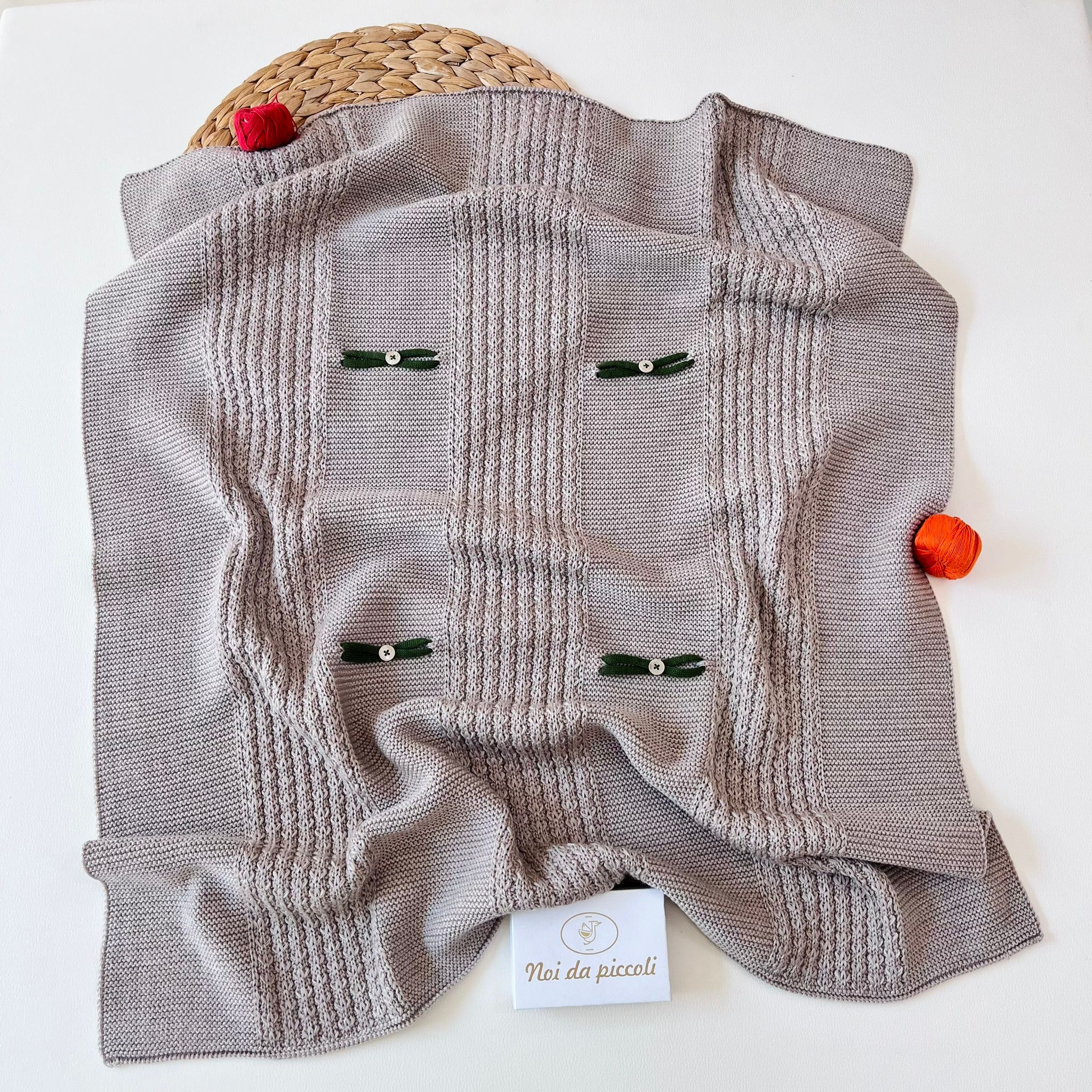 copertina 100% LANA TORTORA VERDE OLIVA - Noi da piccoli