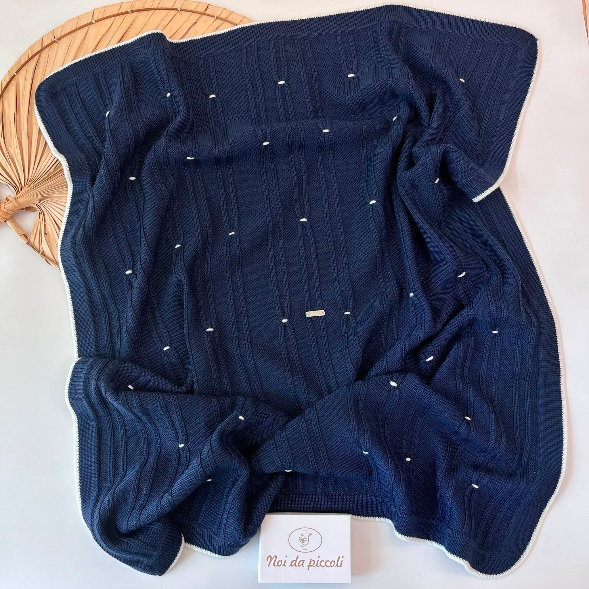 COPERTINA 100% PURA LANA MERINO EXTRAFINE BLU NAVI - Noi da piccoli