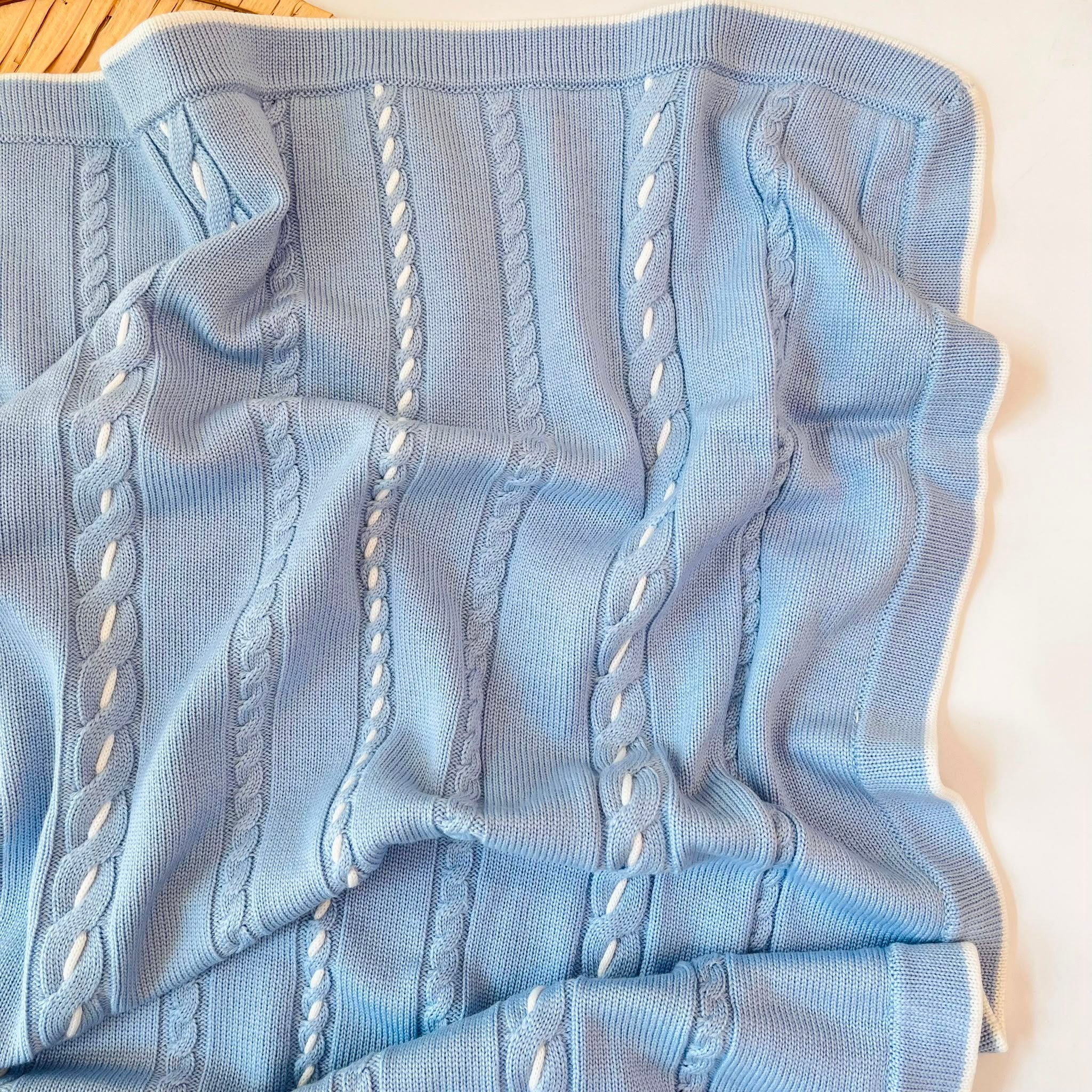 COPERTINA 100% PURA LANA MERINO EXTRAFINE CIELO INTRECCI - Noi da piccoli