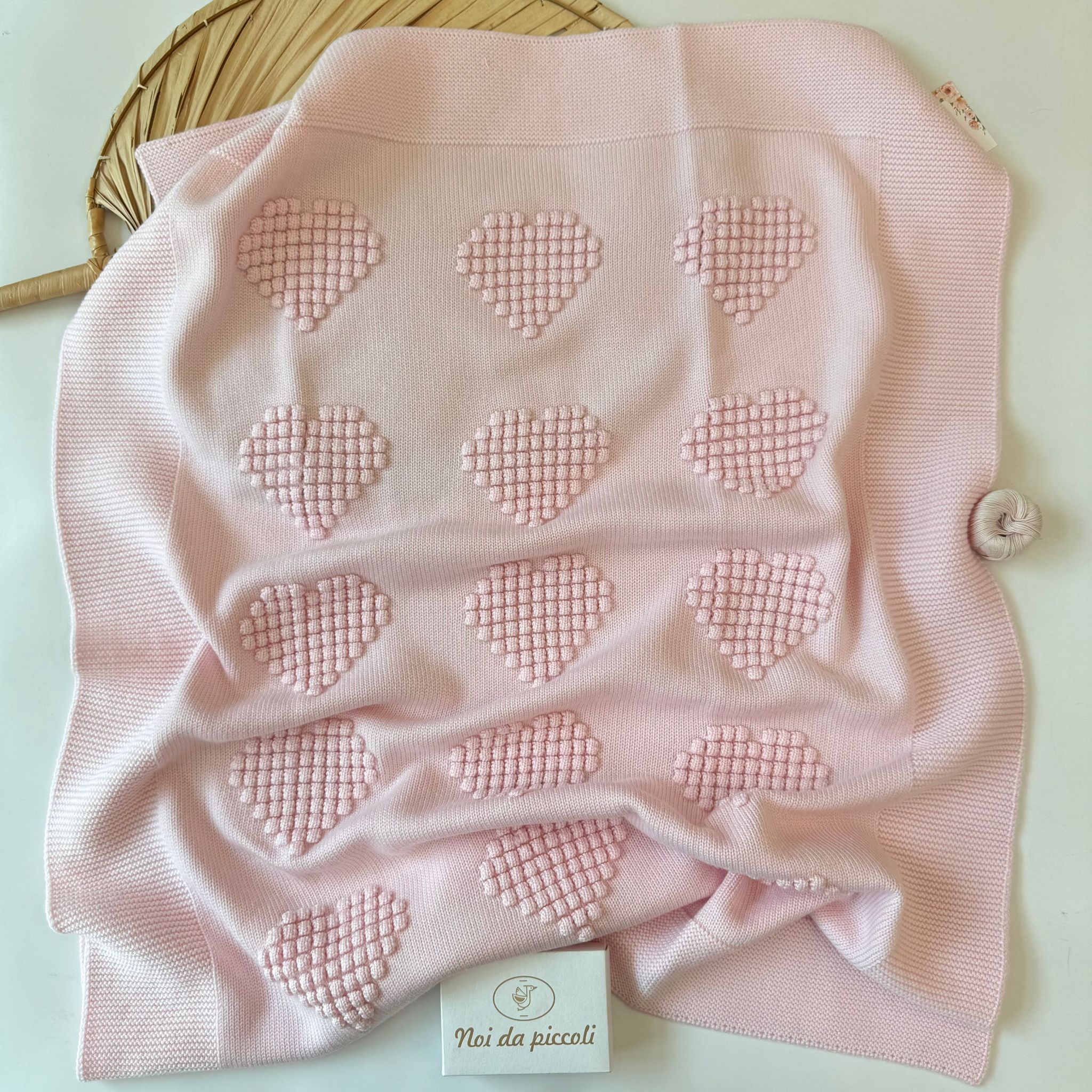 COPERTINA 100% PURA LANA MERINO EXTRAFINE ROSA - Noi da piccoli