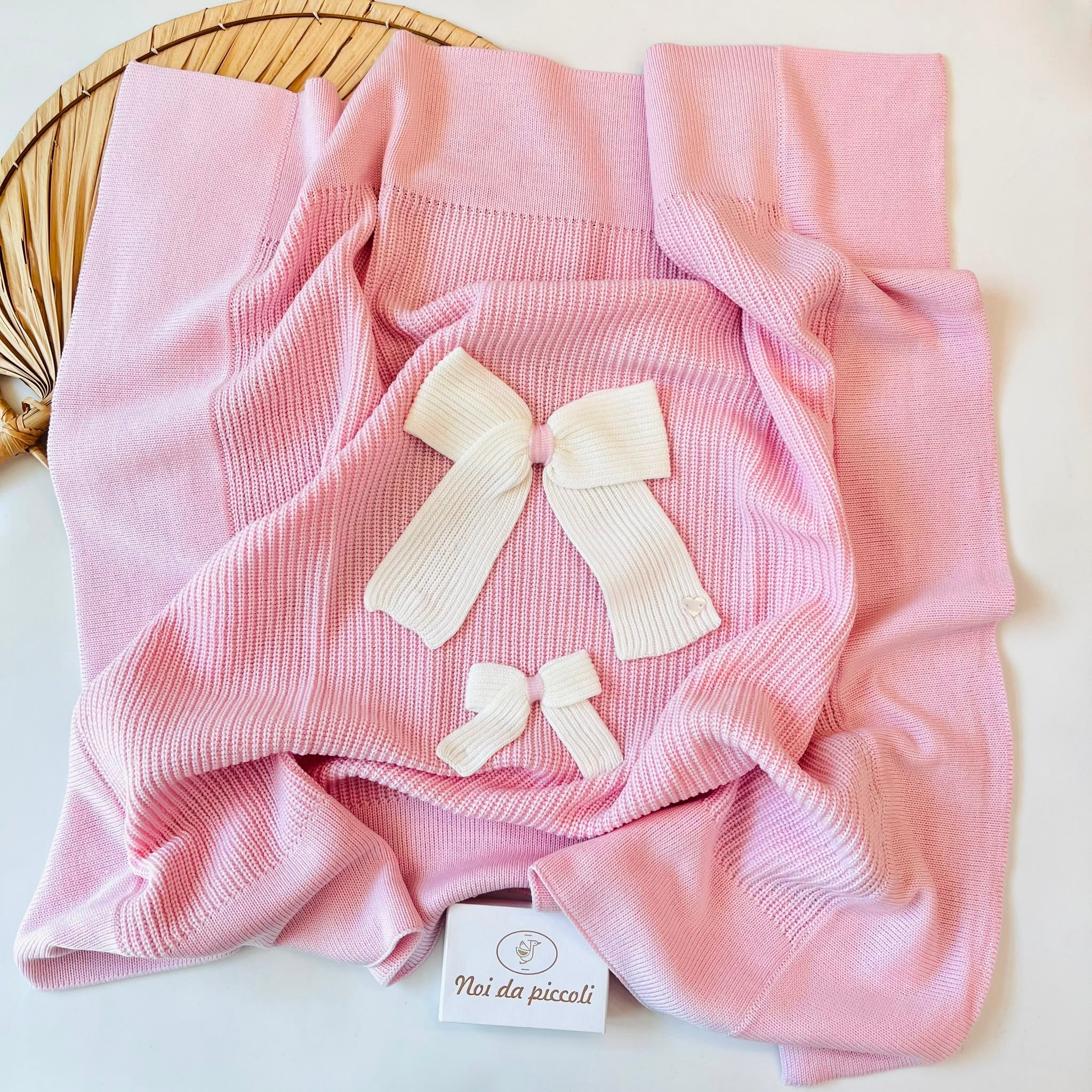 COPERTINA 100% PURA LANA MERINO EXTRAFINE ROSA - Noi da piccoli
