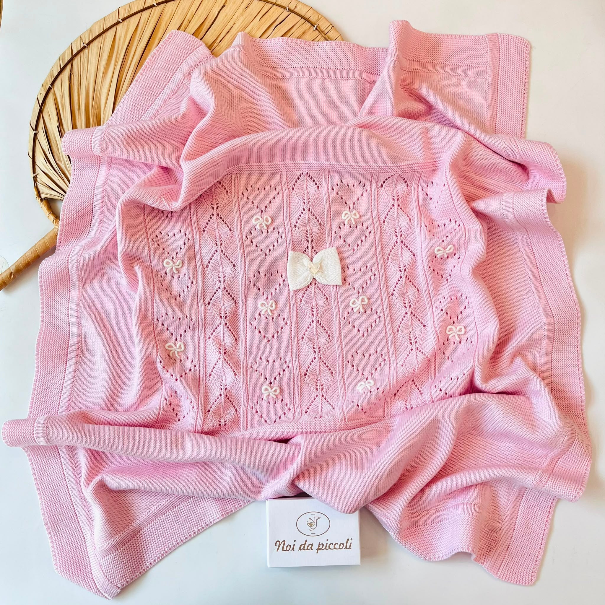COPERTINA 100% PURA LANA MERINO EXTRAFINE ROSA - Noi da piccoli