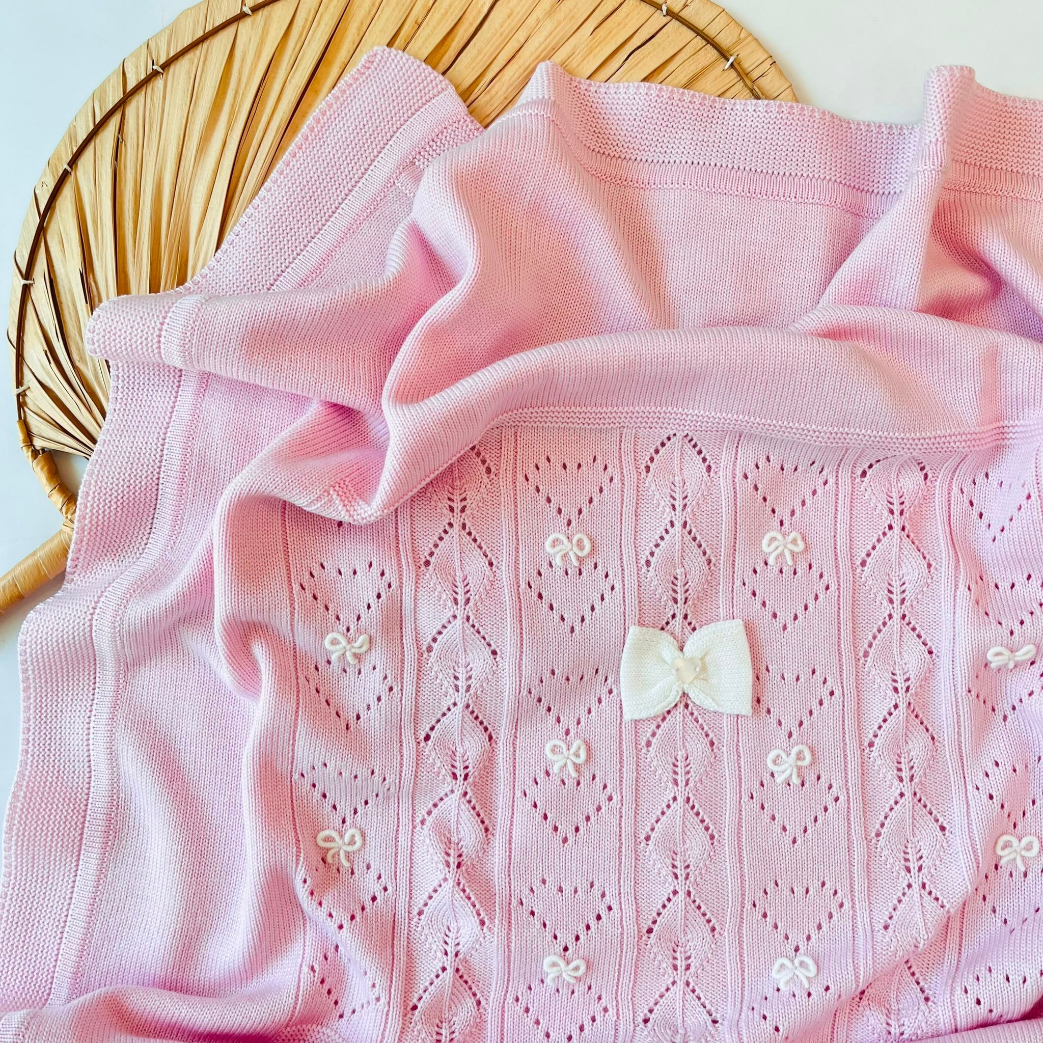 COPERTINA 100% PURA LANA MERINO EXTRAFINE ROSA - Noi da piccoli