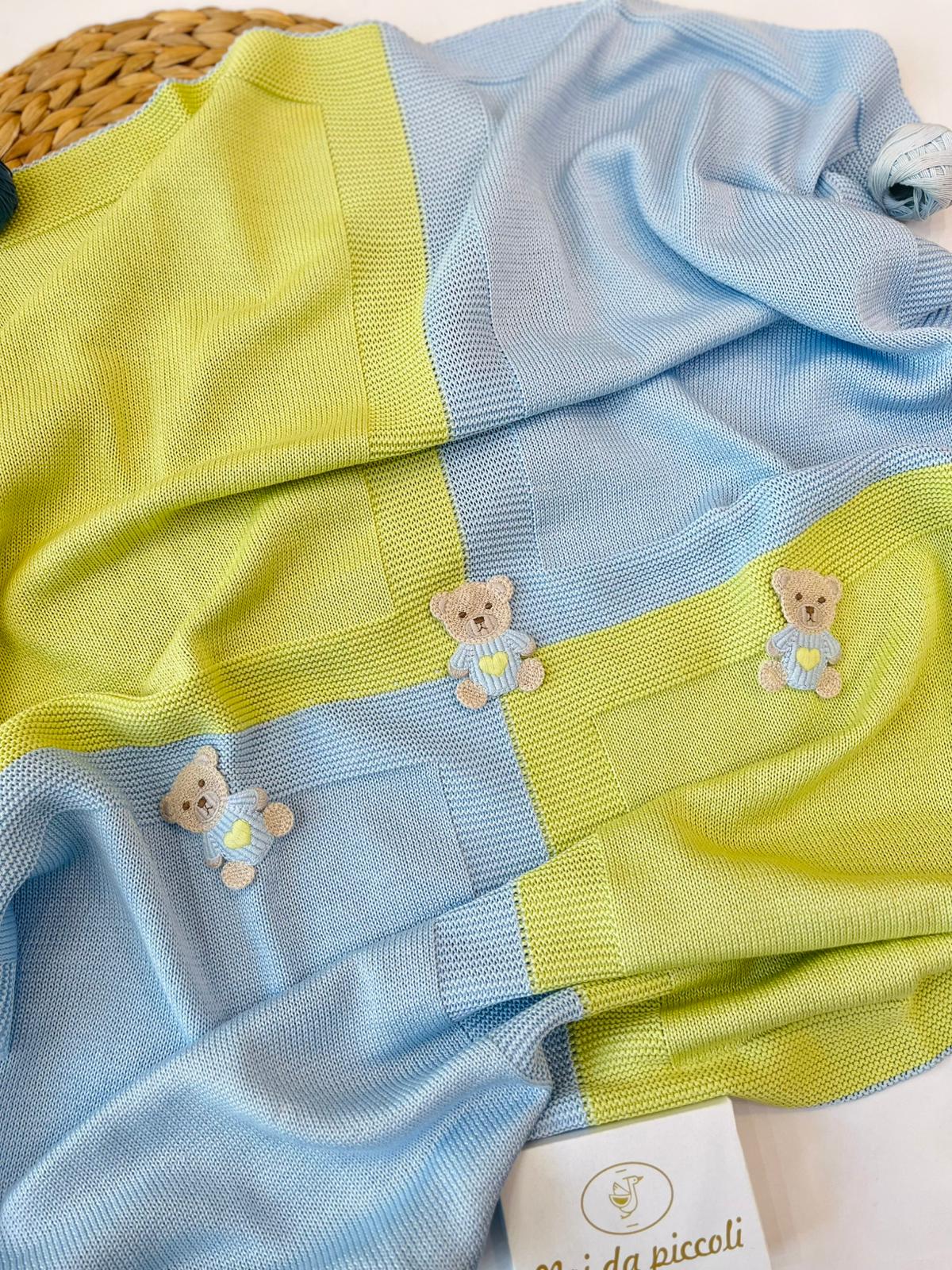 COPERTINA BICOLOR 100% FILO DI COTONE POLVERE LIME - Noi da piccoli