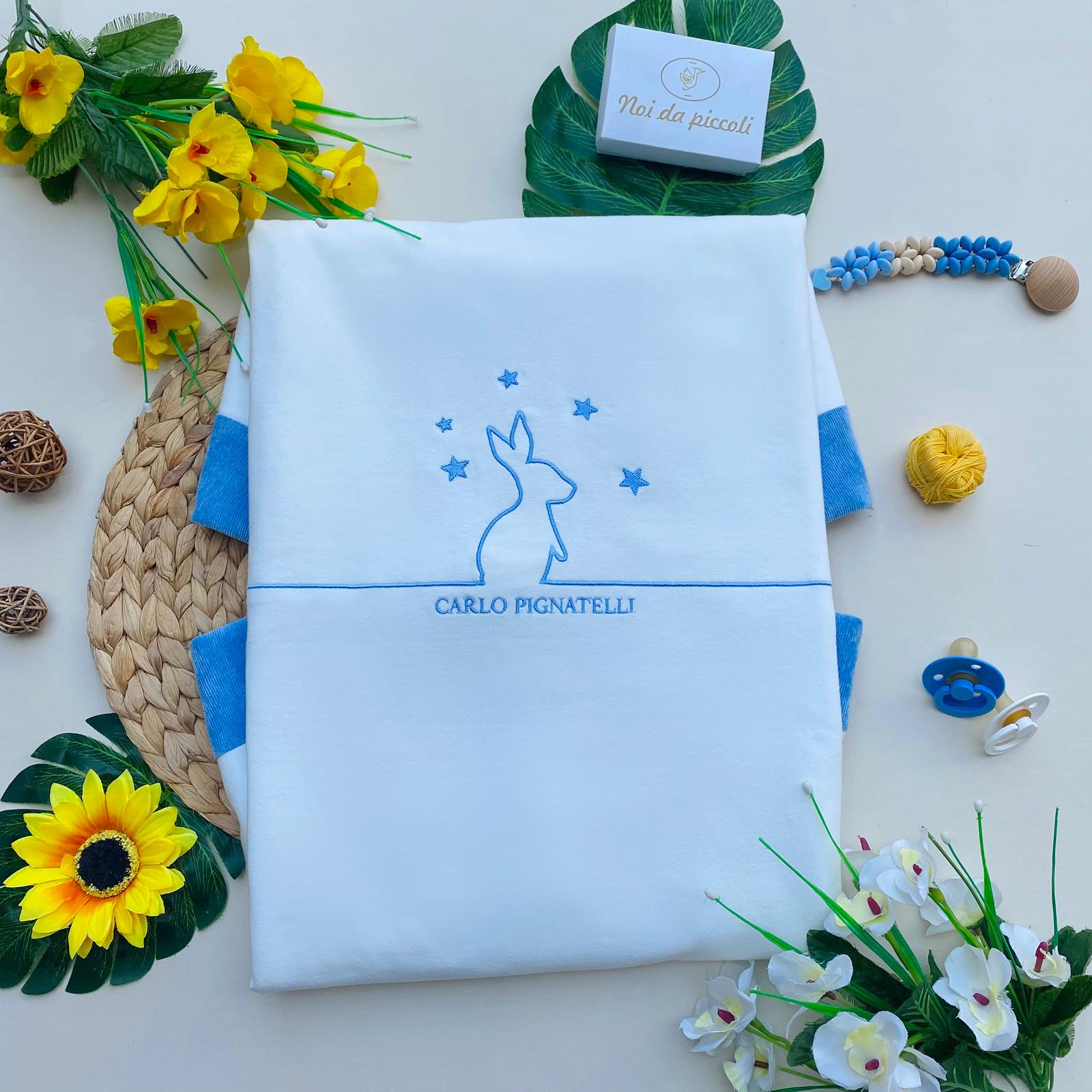 copertina caldo cotone BIANCO - CIELO - Noi da piccoli