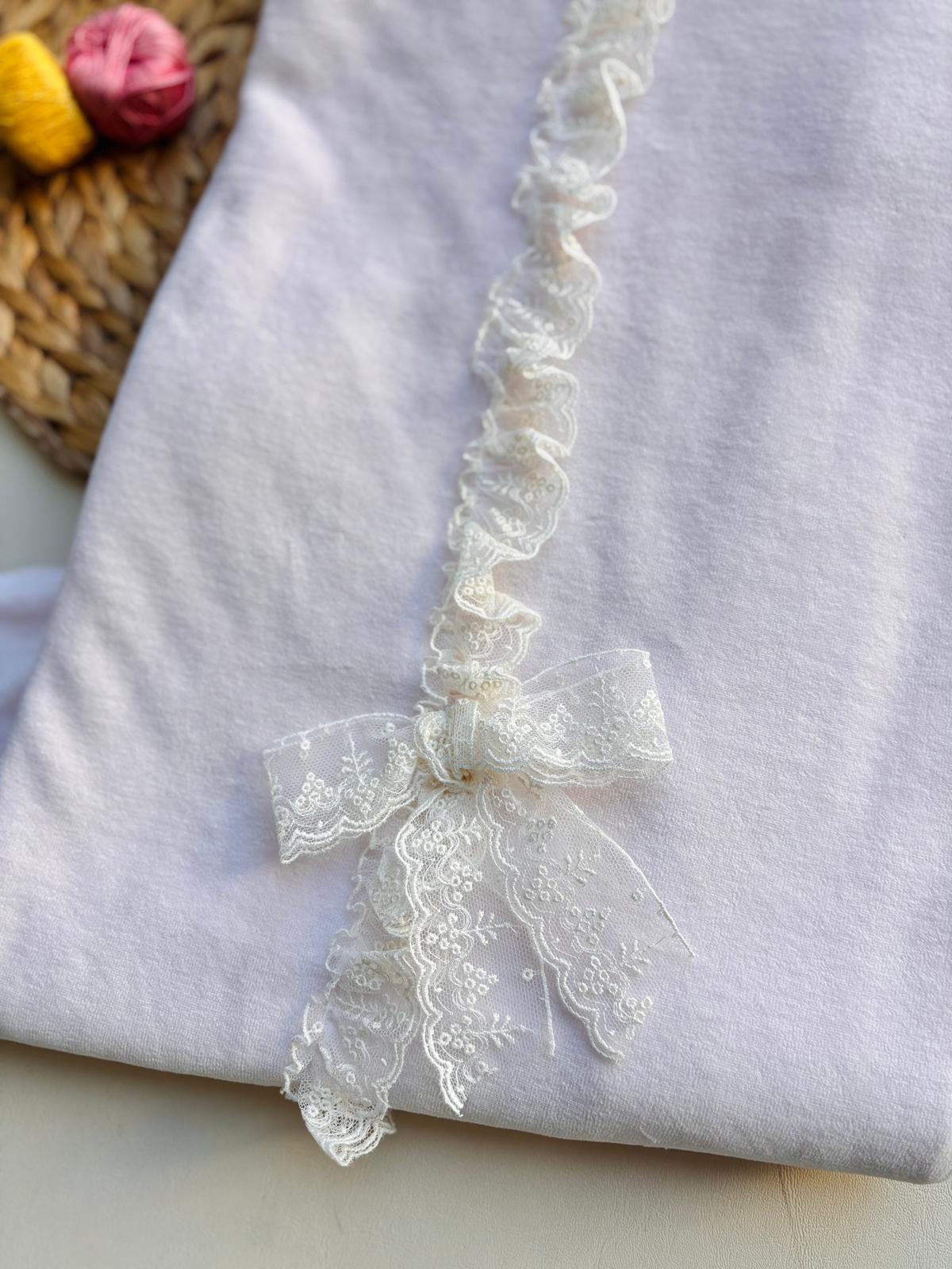 COPERTINA CON FASCIA IN MERLETTO CINIGLIA ROSA - Noi da piccoli