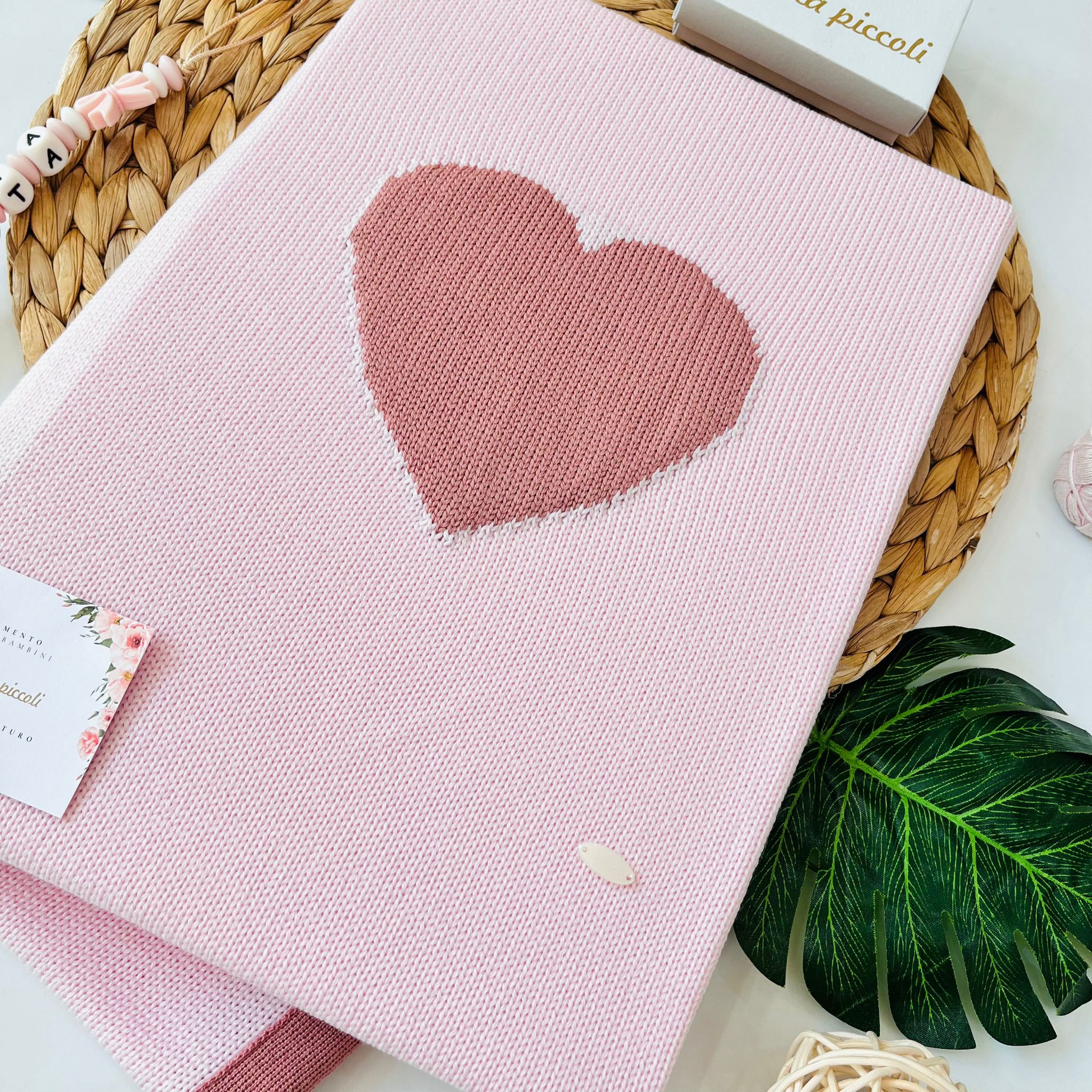 COPERTINA CUORE 100% LANA MALVA - Noi da piccoli