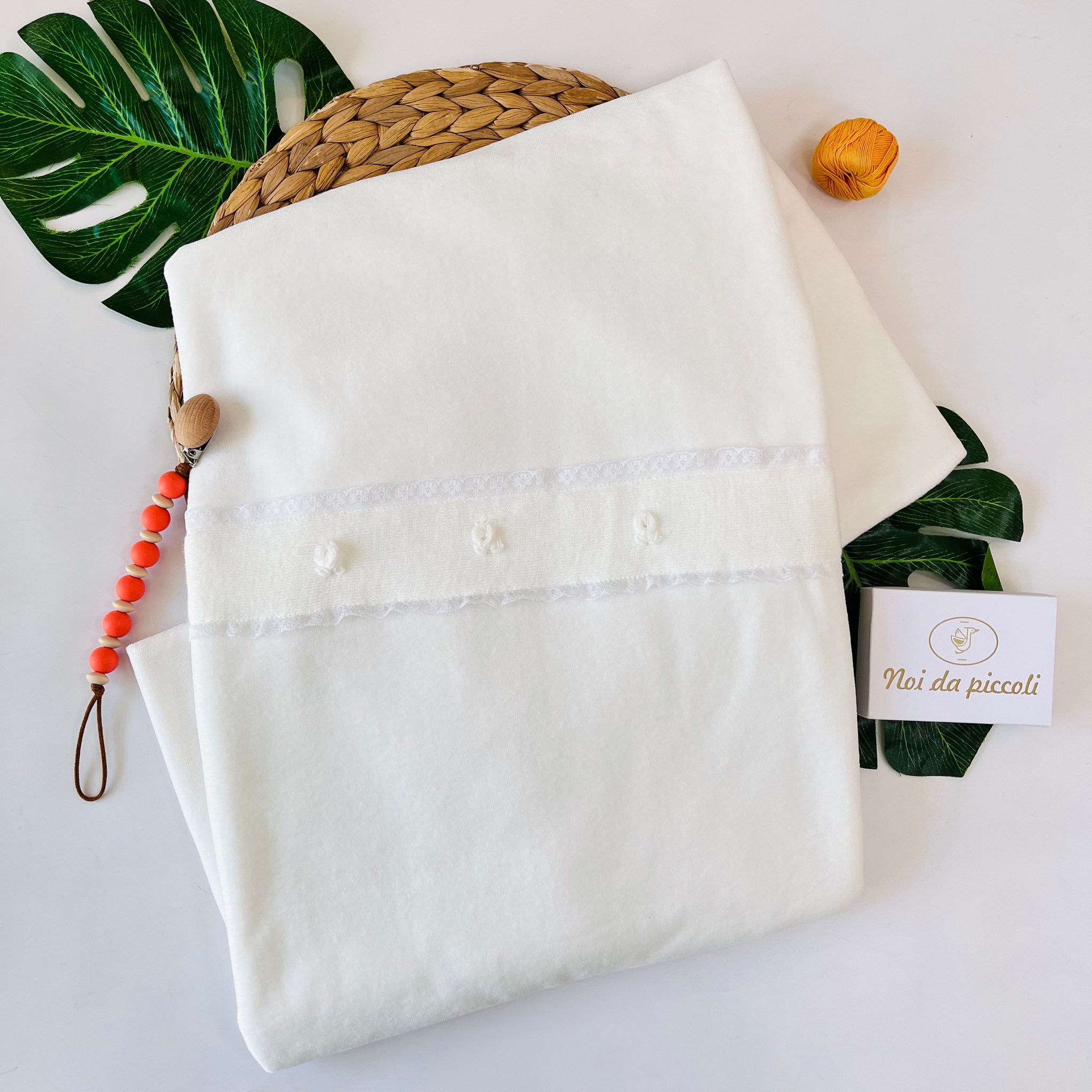 COPERTINA FASCIA CENTRALE FIORI CINIGLIA PANNA - Noi da piccoli